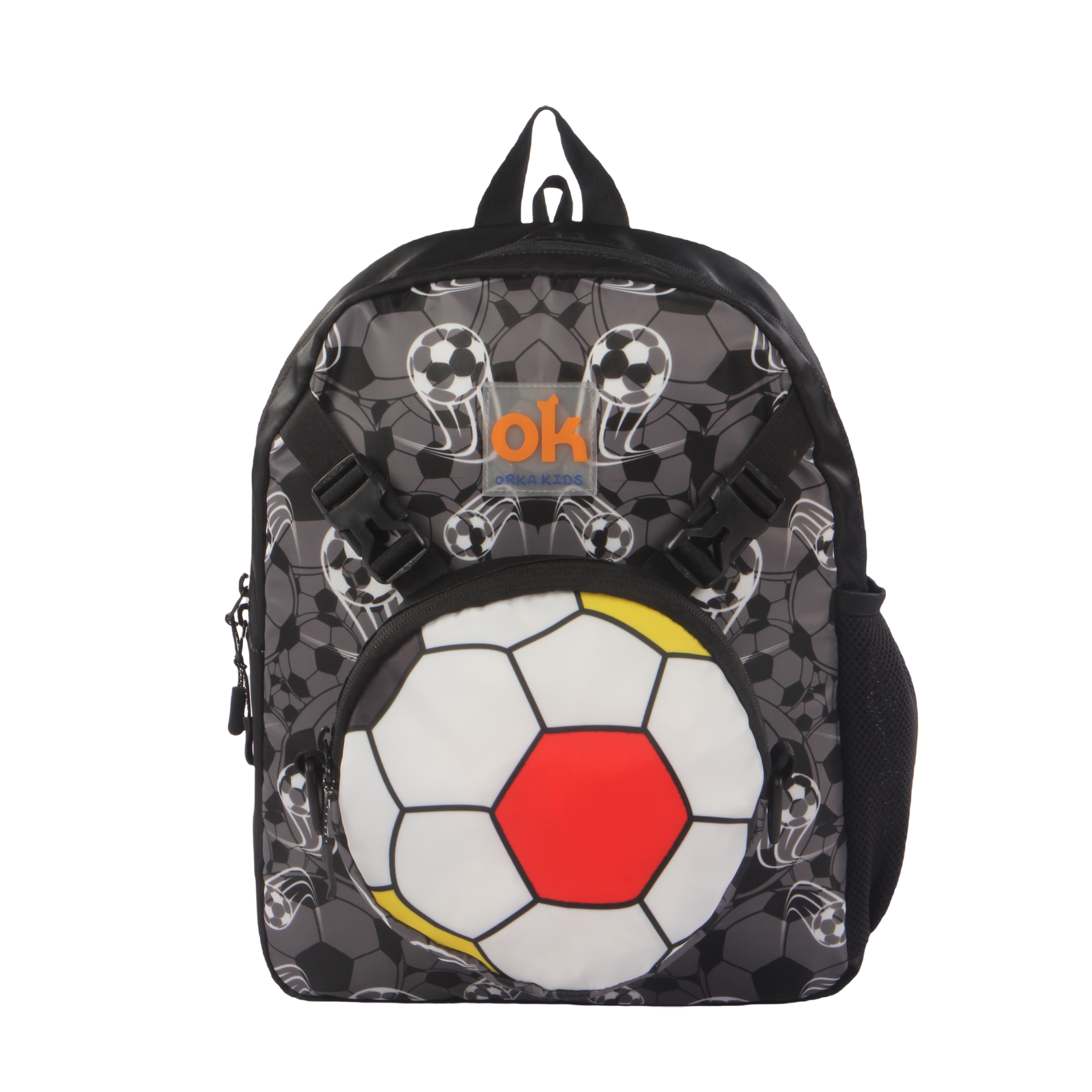 Orka Kids Tiny Tots Toddler Backpack Boys 15 Inch Kids Preschool Kindergarten School Backpack Book Bag for Daycare Nursery Travel with Chest Strap, Fits 2 to 12 years old, (Football Black) view 6