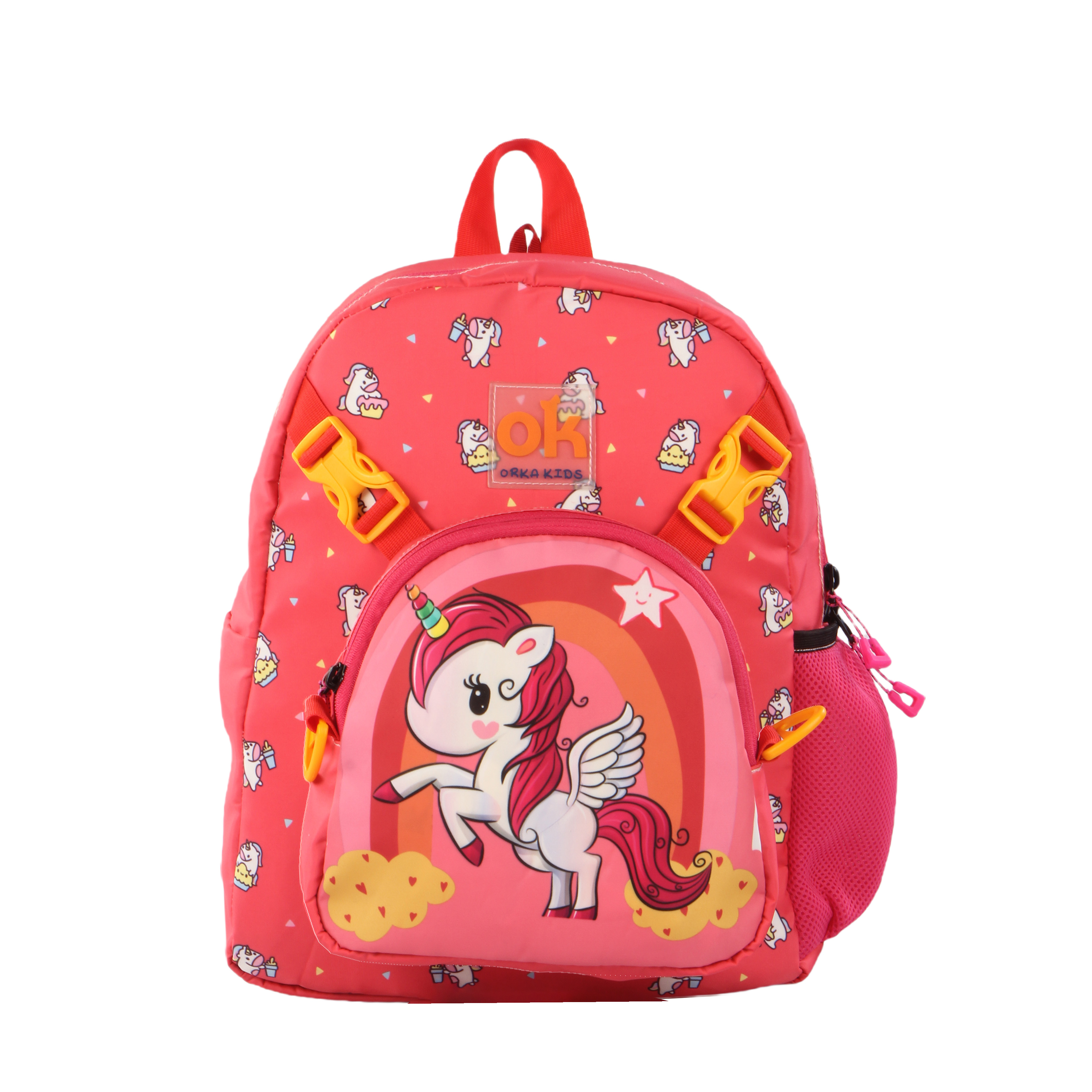 Orka Kids Tiny Tots Toddler Backpack Boys 15 Inch Kids Preschool Kindergarten School Backpack Book Bag for Daycare Nursery Travel with Chest Strap, Fits 2 to 12 years old, (Magical Unicorn Pink) view 2