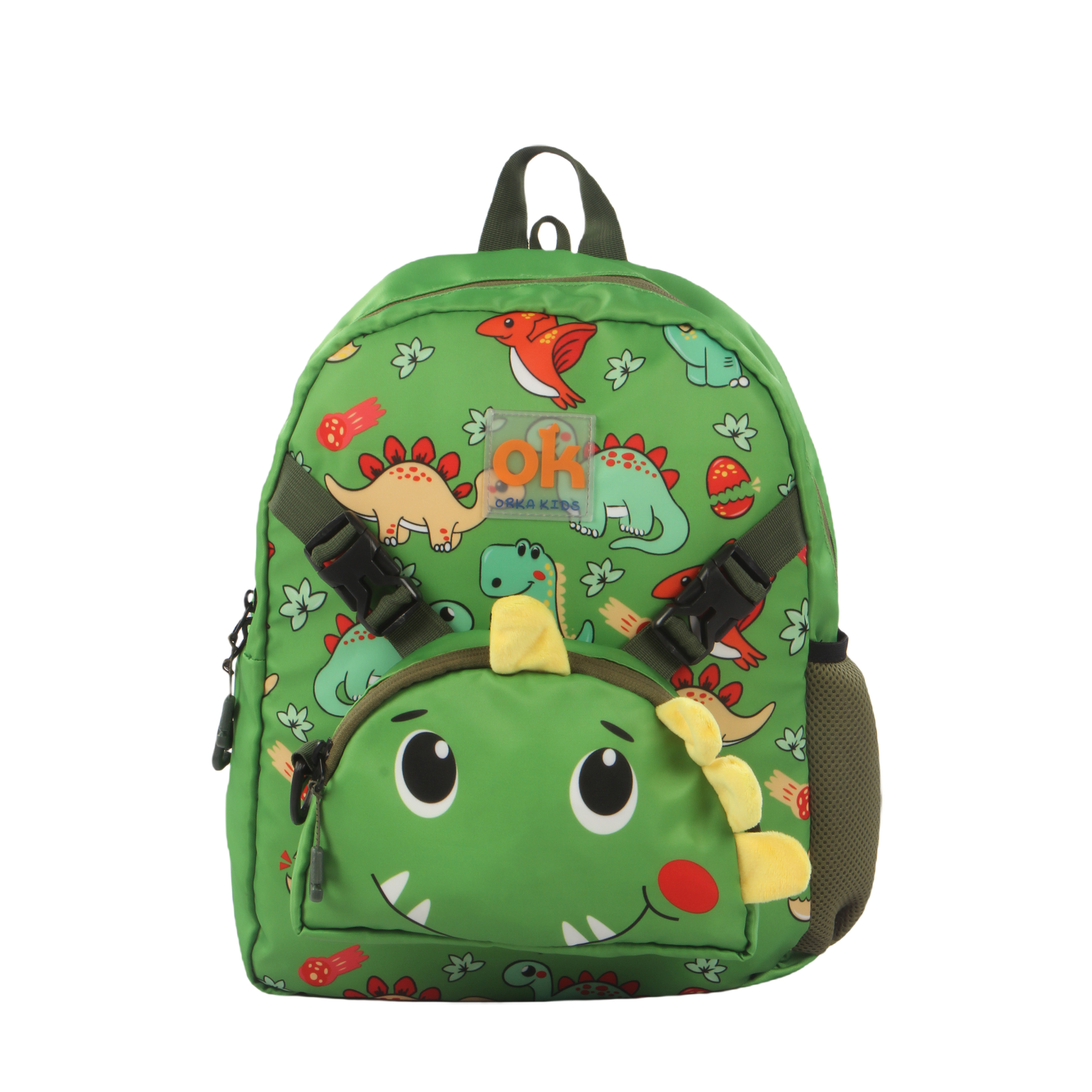 Orka Kids Tiny Tots Toddler Backpack Boys 15 Inch Kids Preschool Kindergarten School Backpack Book Bag for Daycare Nursery Travel with Chest Strap, Fits 2 to 12 years old, (Toddler Green) view 2