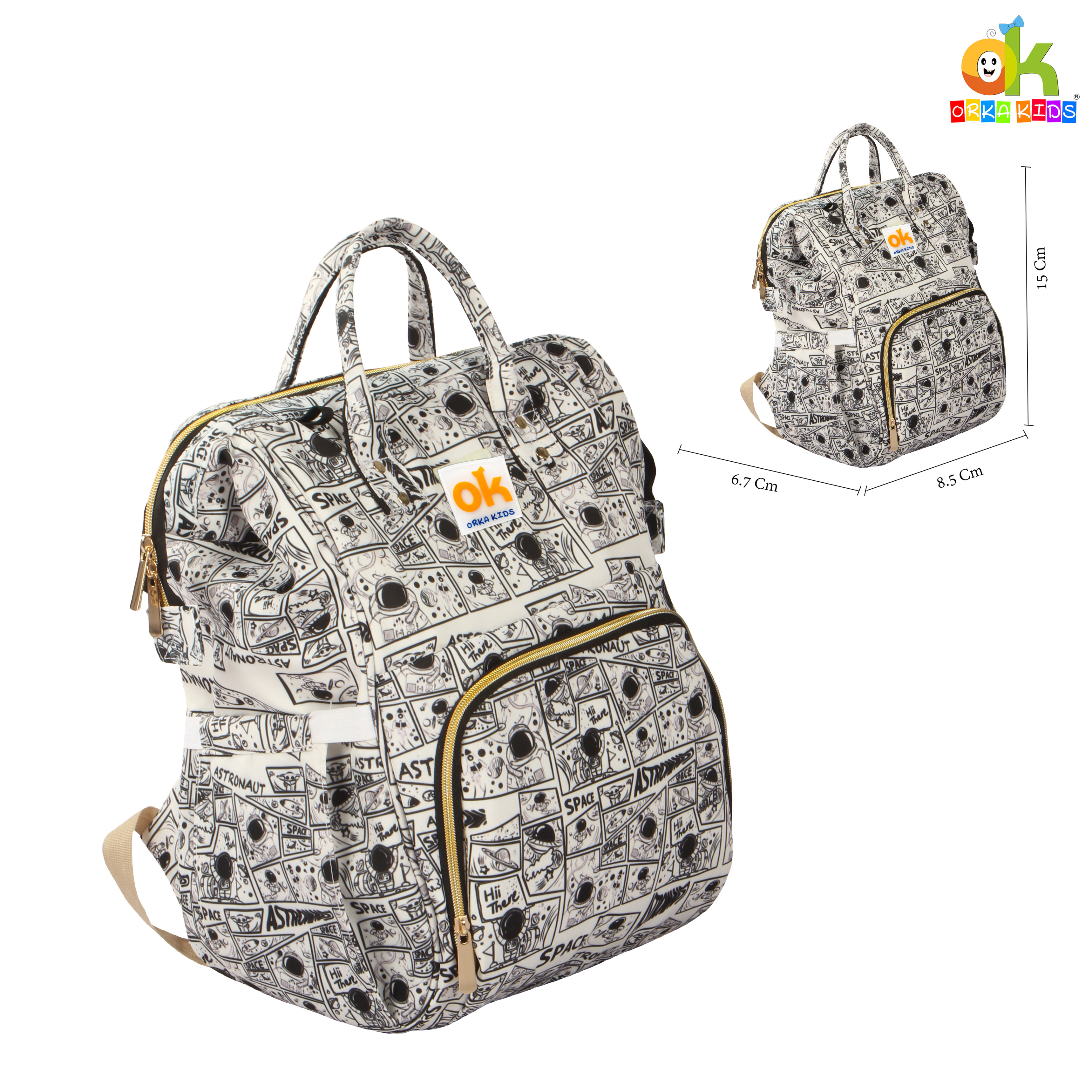 Orka Kids Moms Back Pack Waterproof Mother Bag for Babies, Diaper Bag for Baby, Maternity Travel Backpack Spacious Cushioned Shoulder Strap Many Compartment Multi Utility Large (Astronaut Space) view 2
