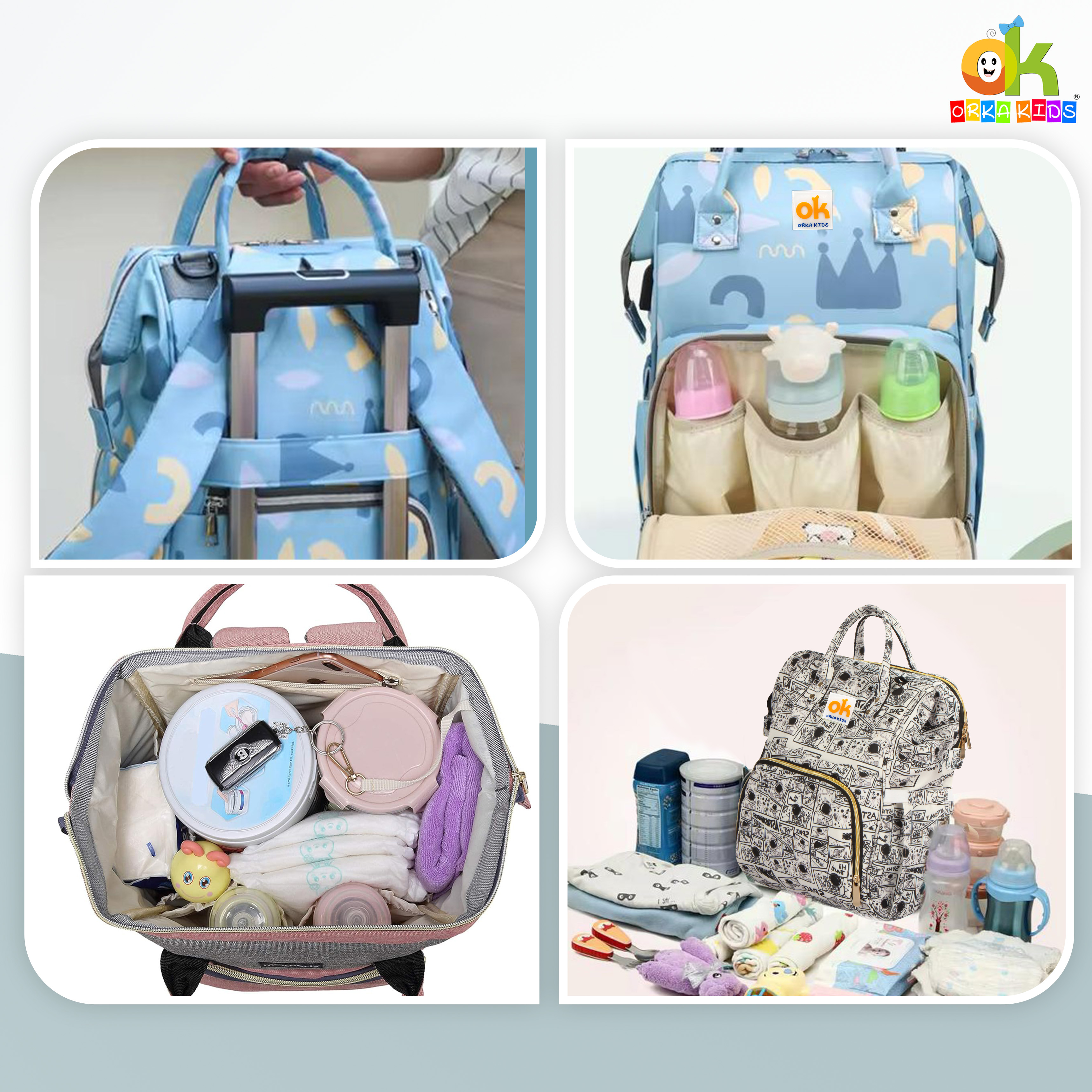 Orka Kids Moms Back Pack Waterproof Mother Bag for Babies, Diaper Bag for Baby, Maternity Travel Backpack Spacious Cushioned Shoulder Strap Many Compartment Multi Utility Large (Astronaut Space) view 7