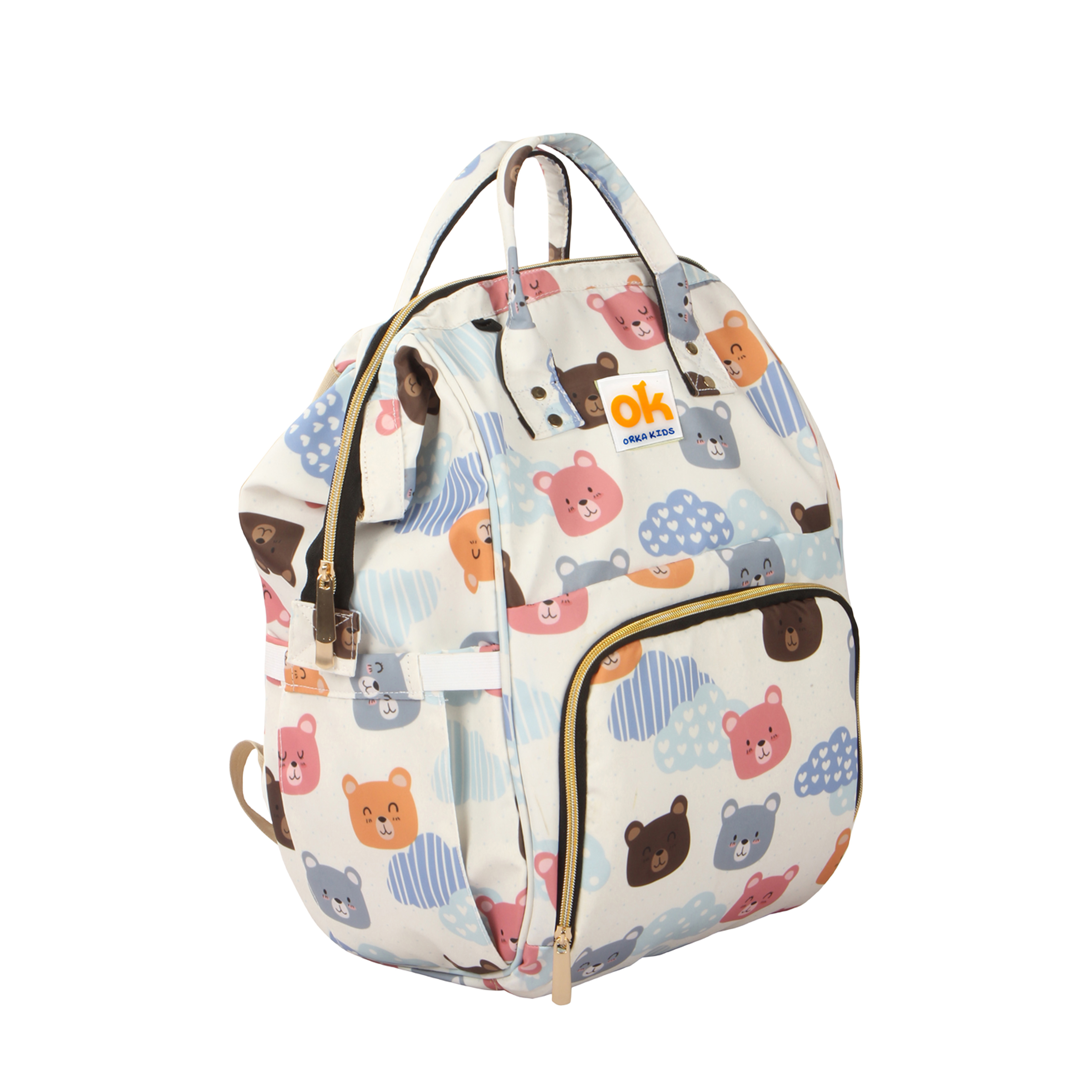 Orka Kids Moms Back Pack Waterproof Mother Bag for Babies, Diaper Bag for Baby, Maternity Travel Backpack Spacious Cushioned Shoulder Strap Many Compartment Multi Utility Large (Cute Teddy Vector)