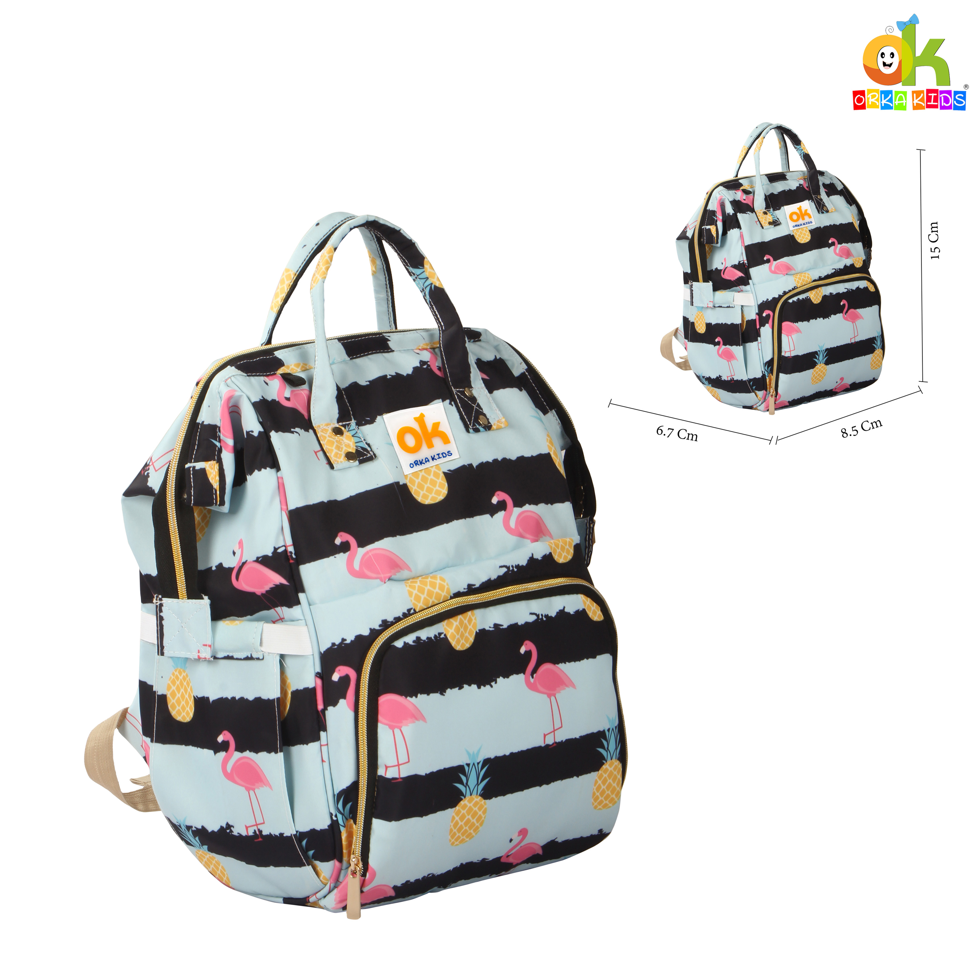 Orka Kids Moms Back Pack Waterproof Mother Bag for Babies, Diaper Bag for Baby, Maternity Travel Backpack Spacious Cushioned Shoulder Strap Many Compartment Multi Utility Large (Flamingo Bird) view 2