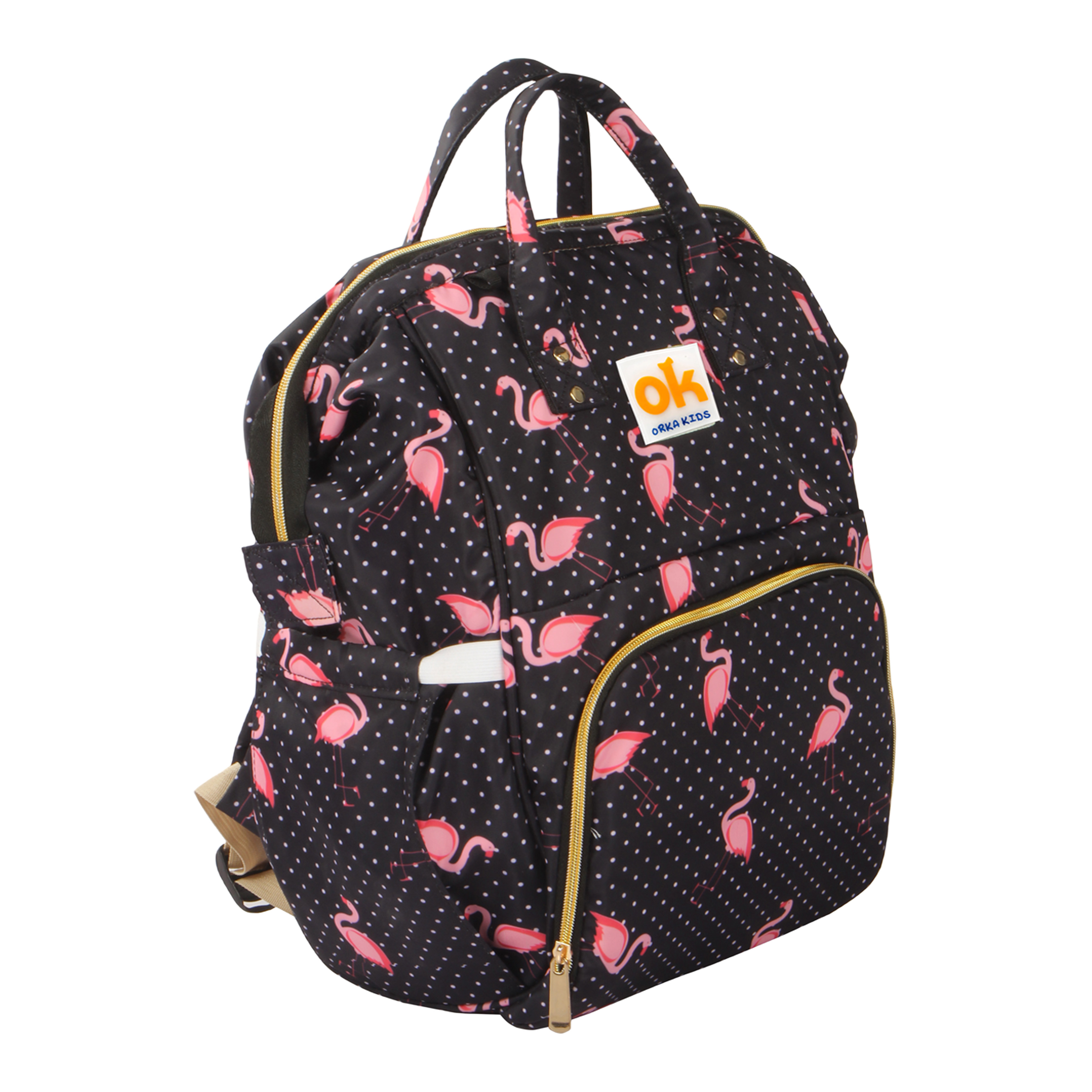 Orka Kids Moms Back Pack Waterproof Mother Bag for Babies, Diaper Bag for Baby, Maternity Travel Backpack Spacious Cushioned Shoulder Strap Many Compartment Multi Utility Large (Flamingo Vectors)
