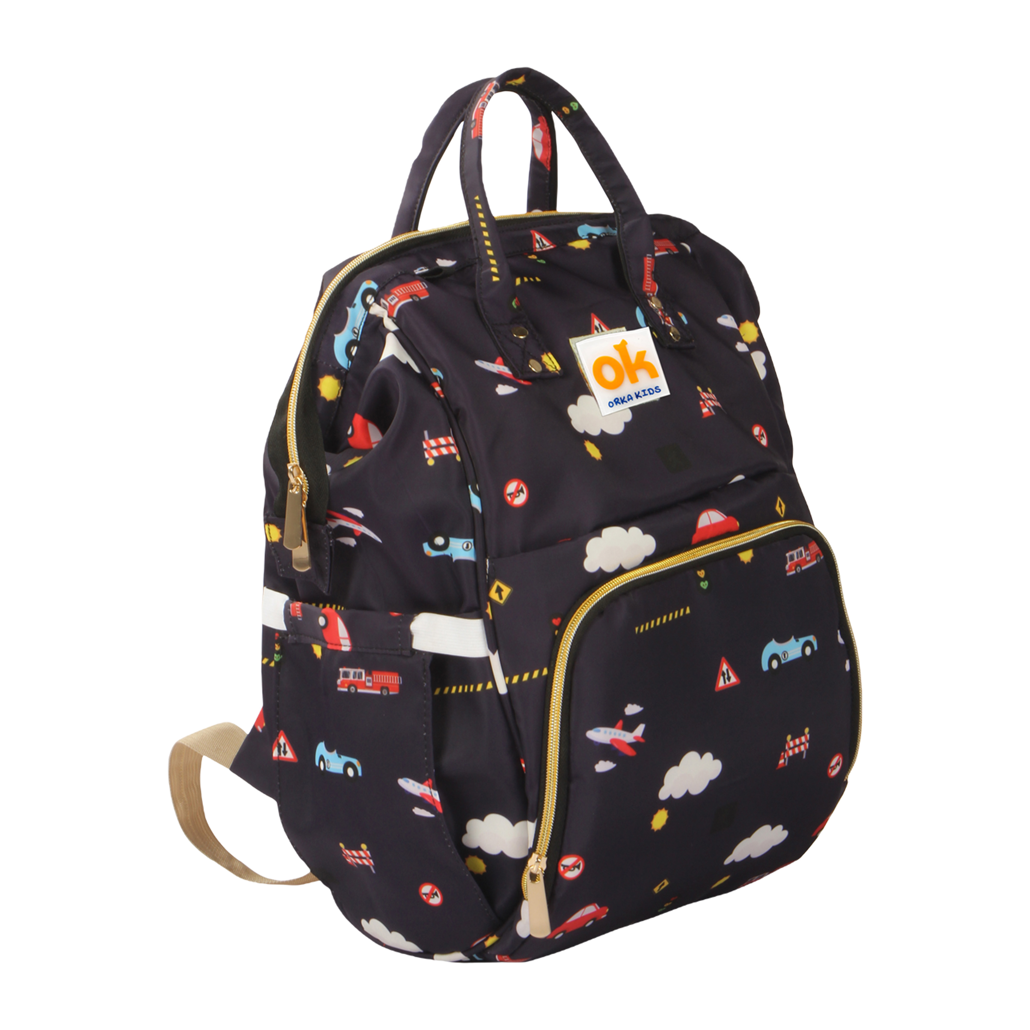 Orka Kids Moms Back Pack Waterproof Mother Bag for Babies, Diaper Bag for Baby, Maternity Travel Backpack Spacious Cushioned Shoulder Strap Many Compartment Multi Utility Large (Plans Car)