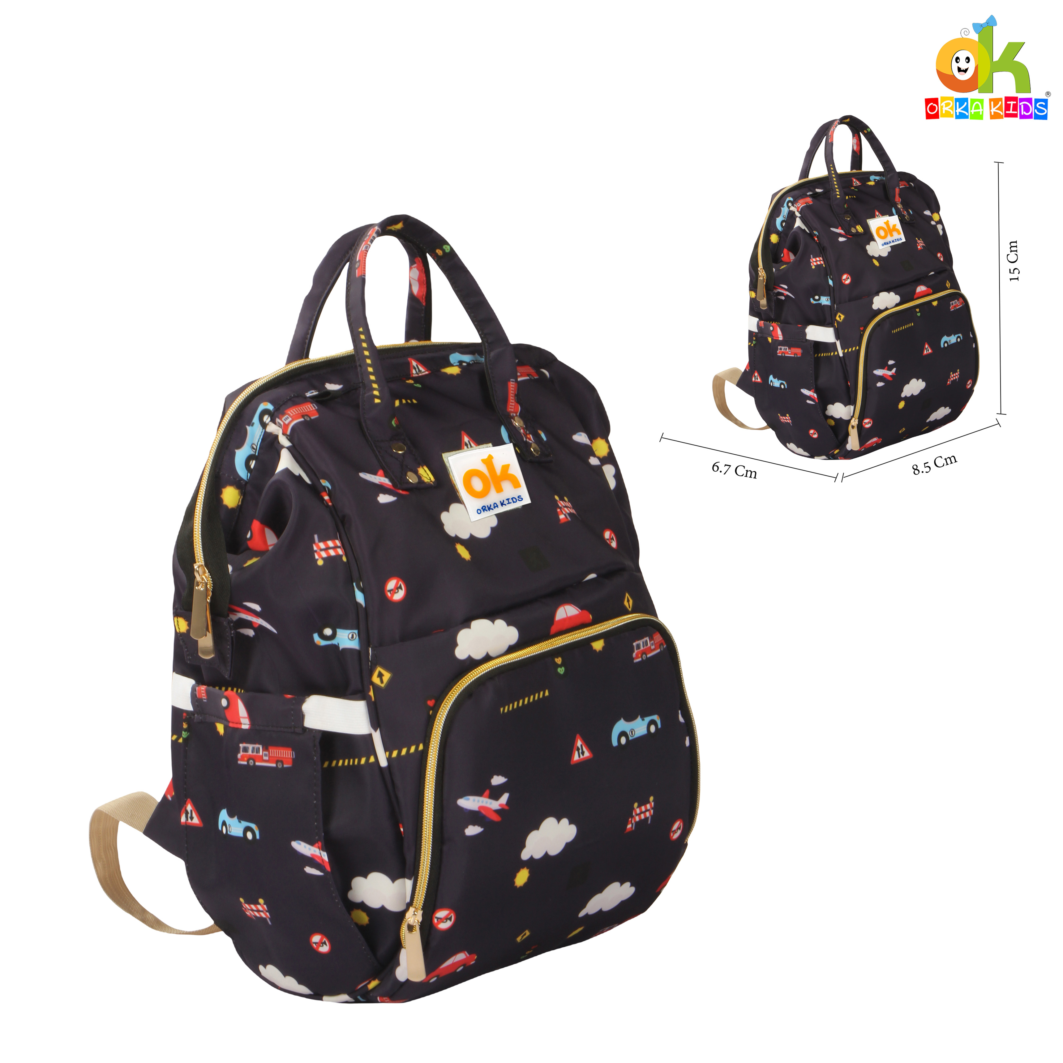 Orka Kids Moms Back Pack Waterproof Mother Bag for Babies, Diaper Bag for Baby, Maternity Travel Backpack Spacious Cushioned Shoulder Strap Many Compartment Multi Utility Large (Plans Car) view 2