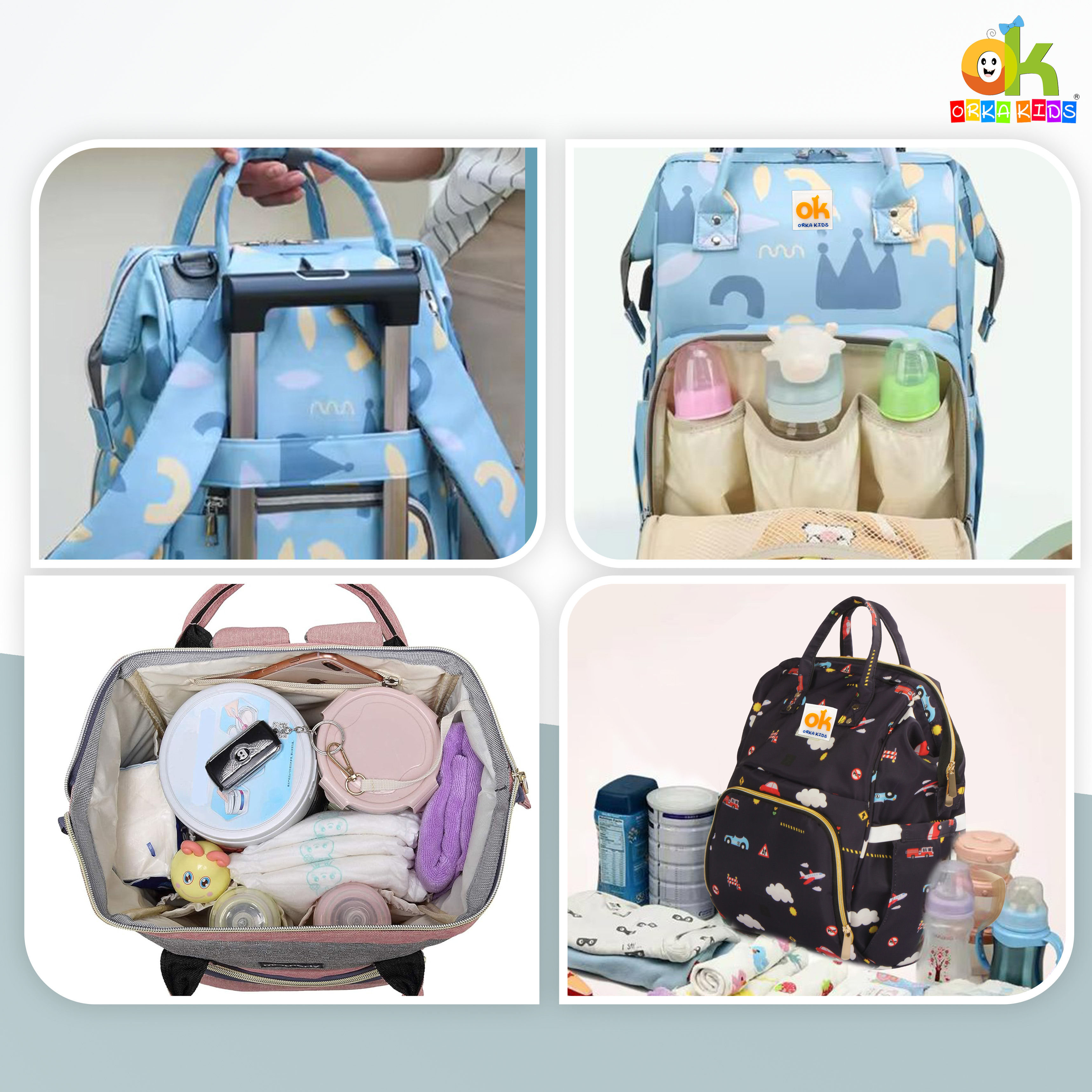 Orka Kids Moms Back Pack Waterproof Mother Bag for Babies, Diaper Bag for Baby, Maternity Travel Backpack Spacious Cushioned Shoulder Strap Many Compartment Multi Utility Large (Plans Car) view 7