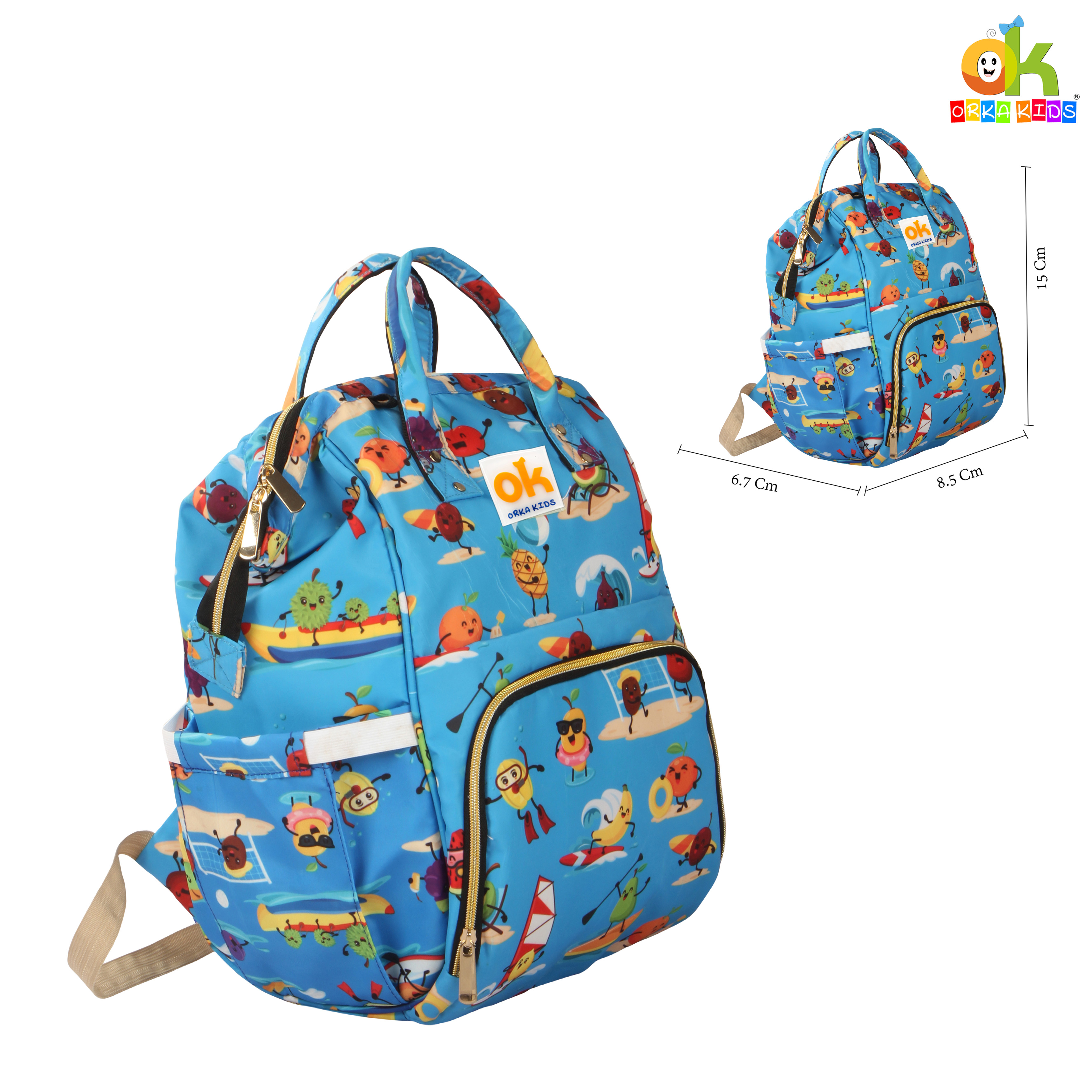 Orka Kids Moms Back Pack Waterproof Mother Bag for Babies, Diaper Bag for Baby, Maternity Travel Backpack Spacious Cushioned Shoulder Strap Many Compartment Multi Utility Large (Vector Cartoons) view 2