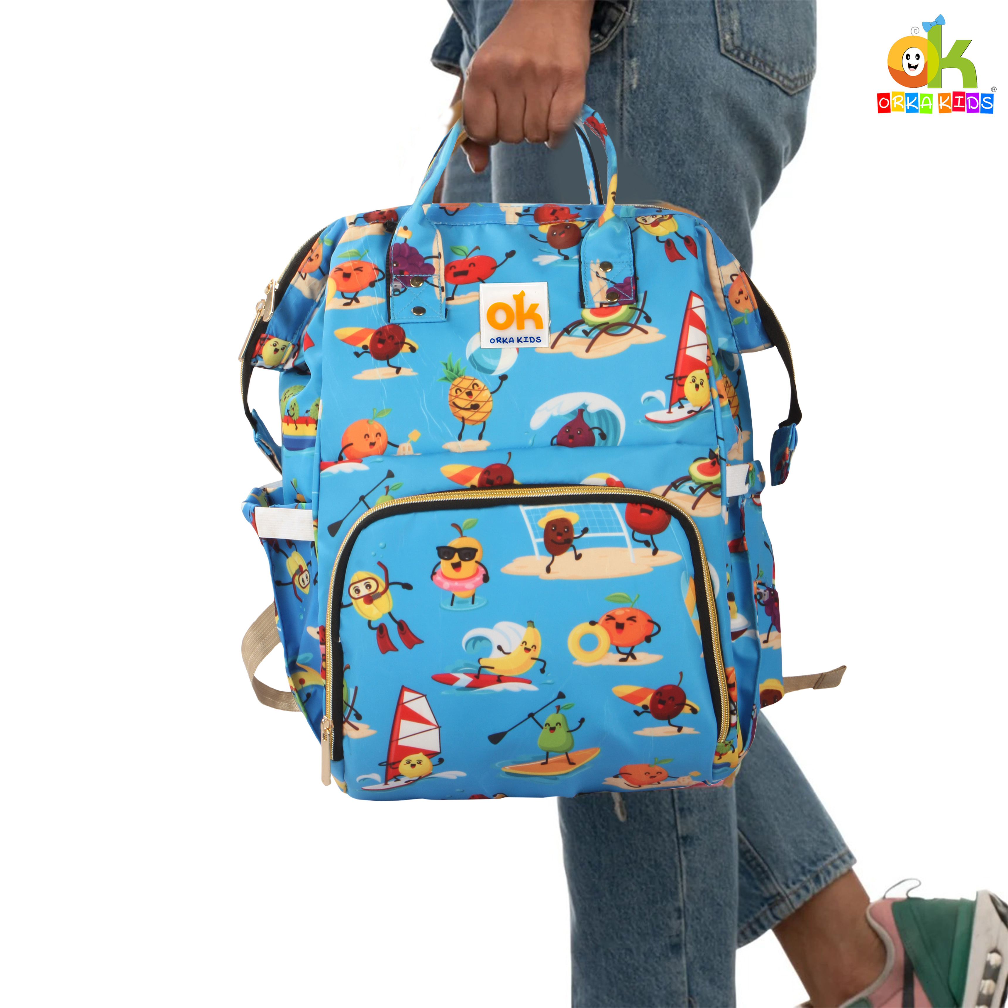 Orka Kids Moms Back Pack Waterproof Mother Bag for Babies, Diaper Bag for Baby, Maternity Travel Backpack Spacious Cushioned Shoulder Strap Many Compartment Multi Utility Large (Vector Cartoons) view 3
