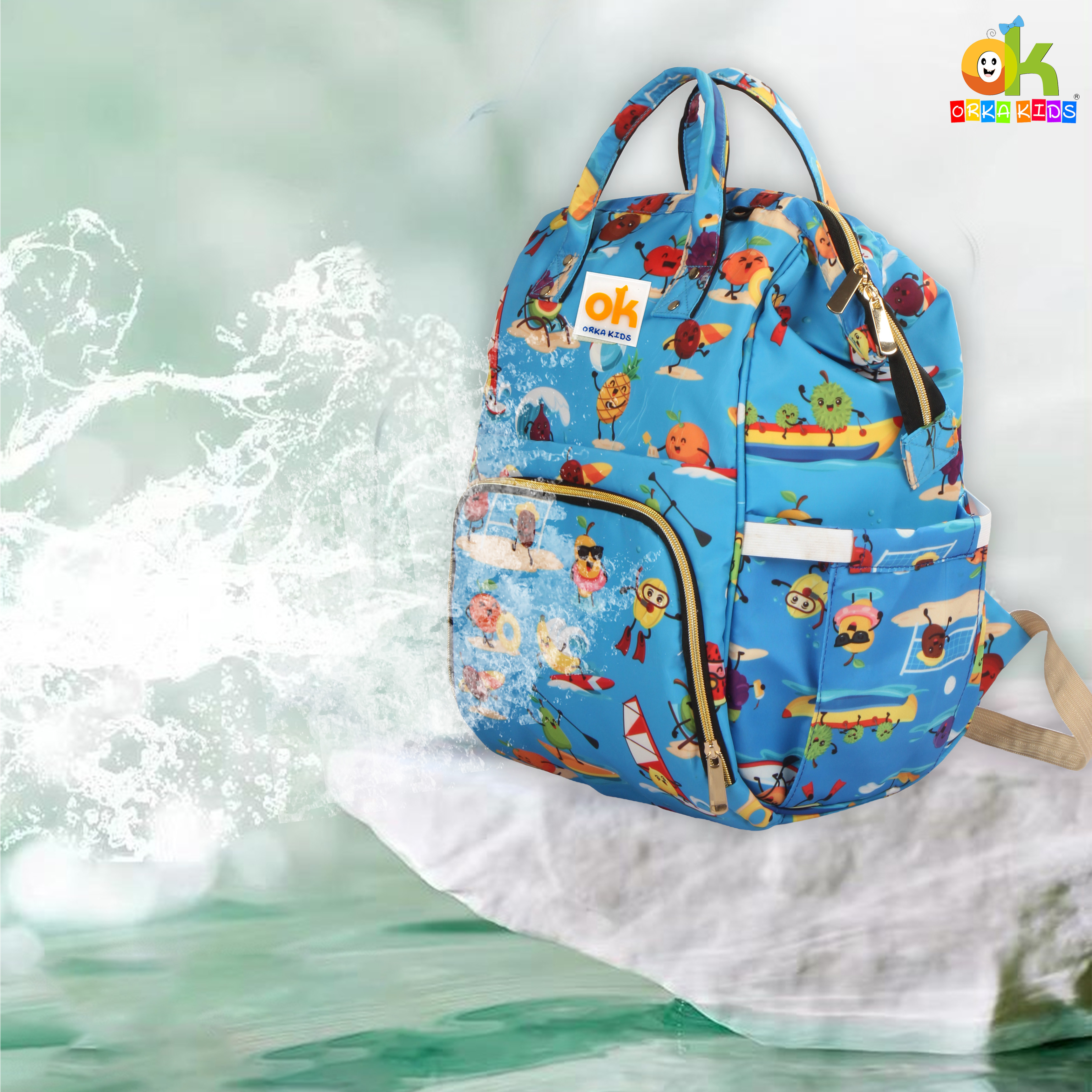 Orka Kids Moms Back Pack Waterproof Mother Bag for Babies, Diaper Bag for Baby, Maternity Travel Backpack Spacious Cushioned Shoulder Strap Many Compartment Multi Utility Large (Vector Cartoons) view 8