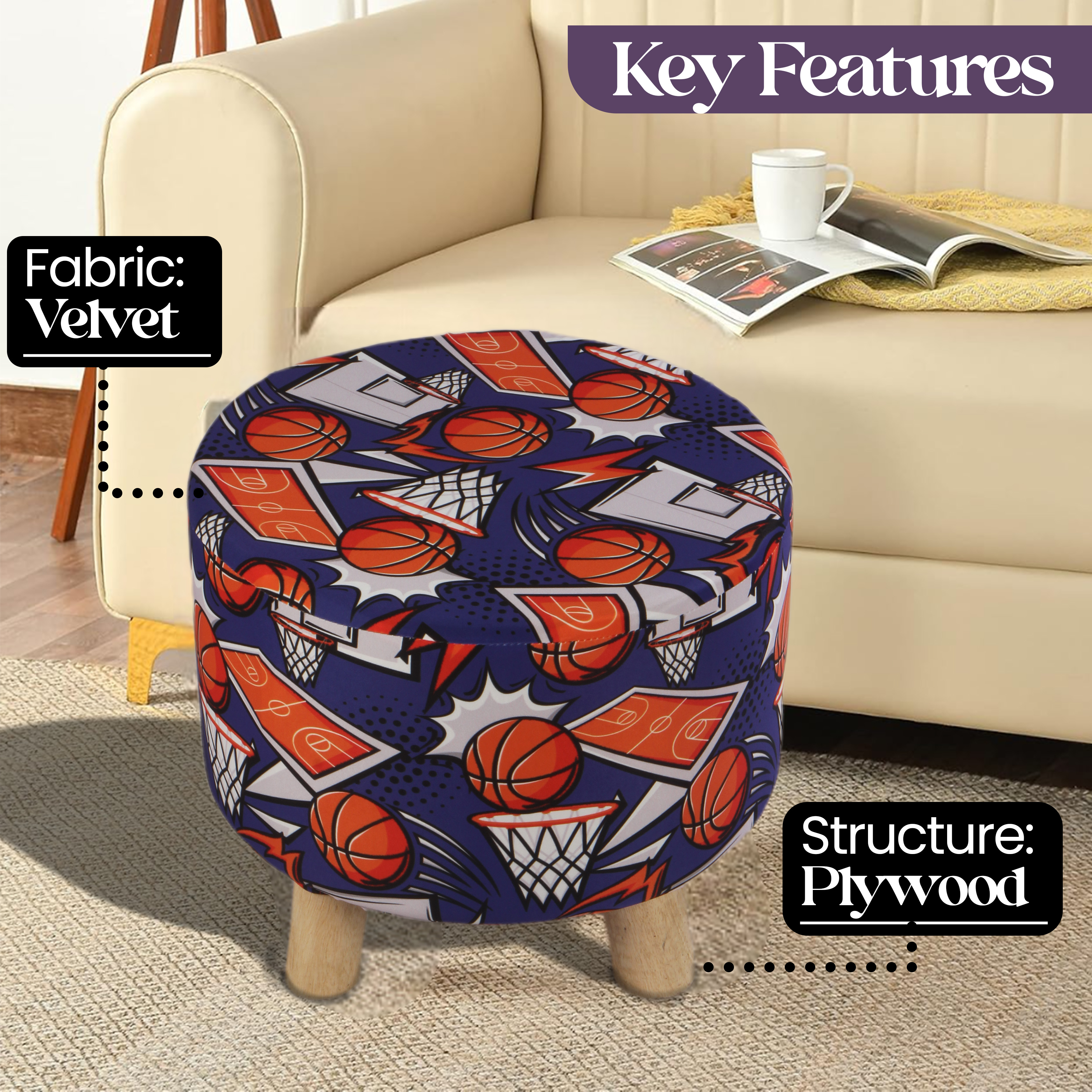 Primrose Emily Ottoman (Basketball Hoop, Pack of 1) view 4
