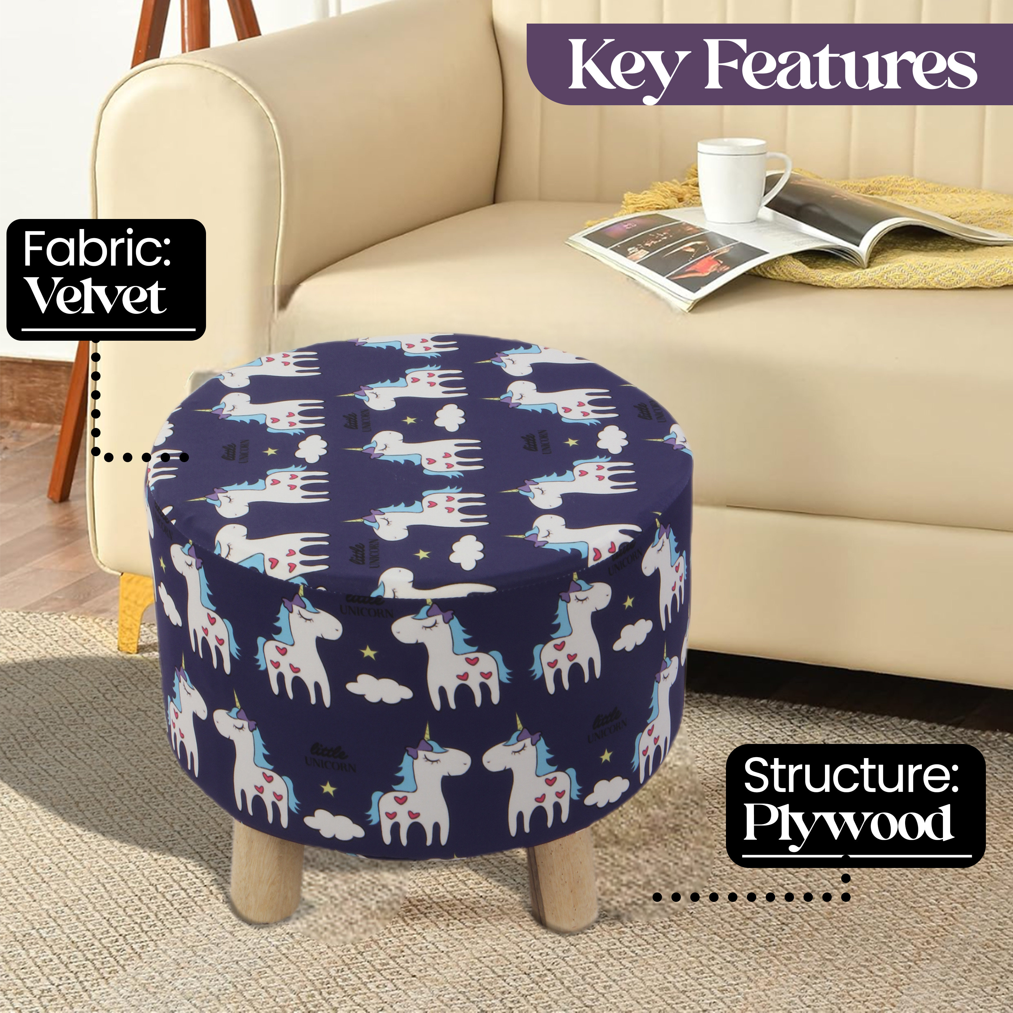 Primrose Emily Ottoman (Unicorn Rainbow, Pack of 1) view 4