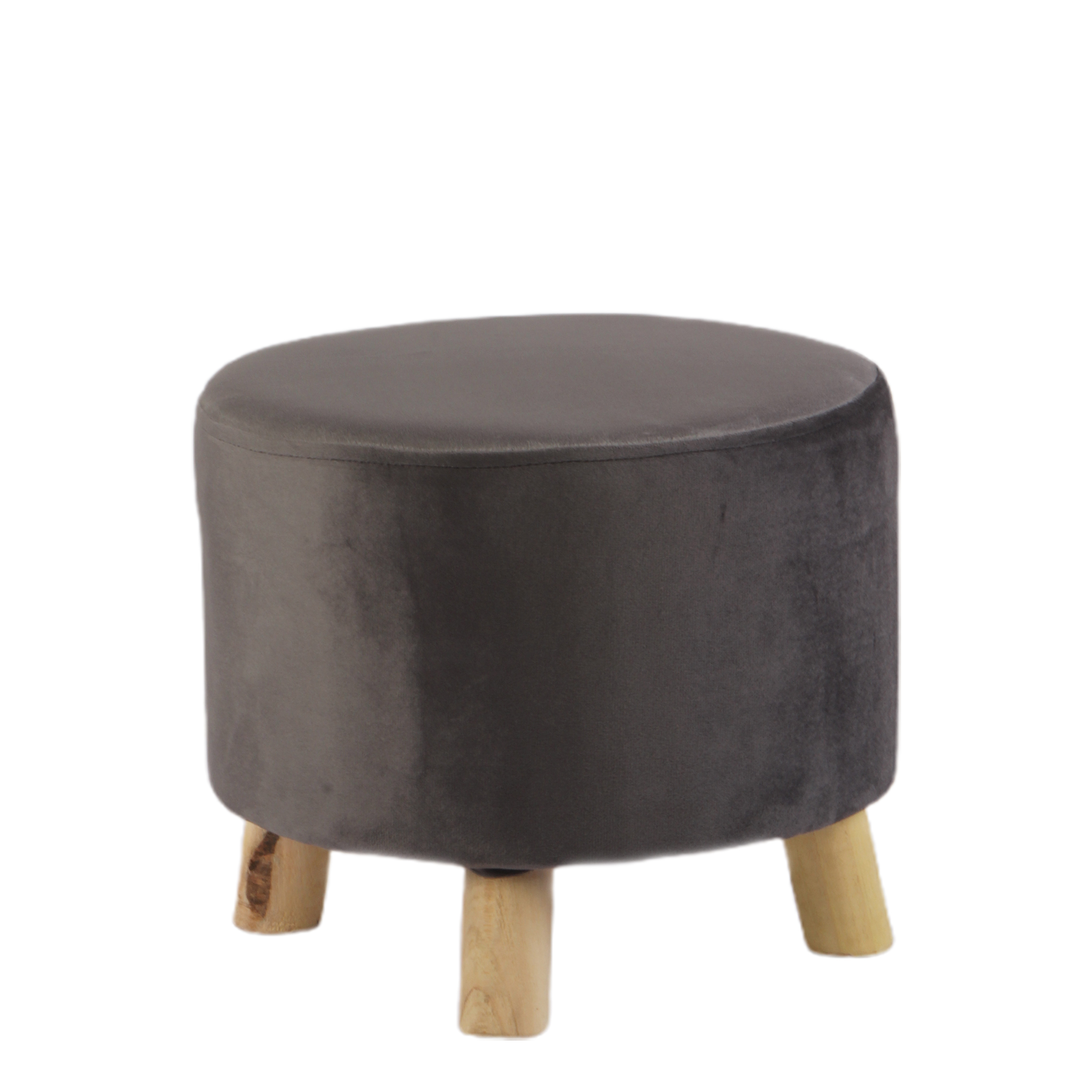 Primrose Velvet Fabric Emily Ottoman - Grey
