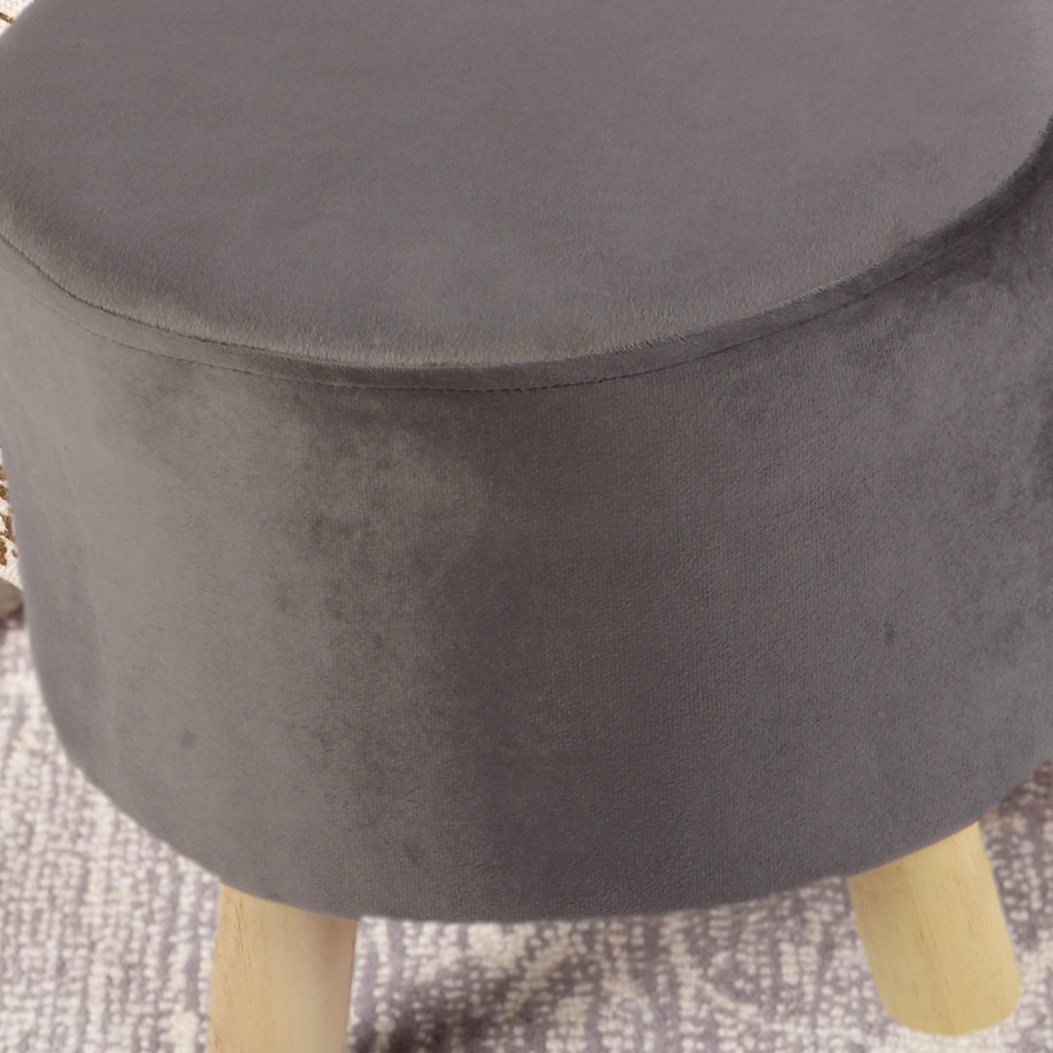 Primrose Velvet Fabric Emily Ottoman - Grey view 6