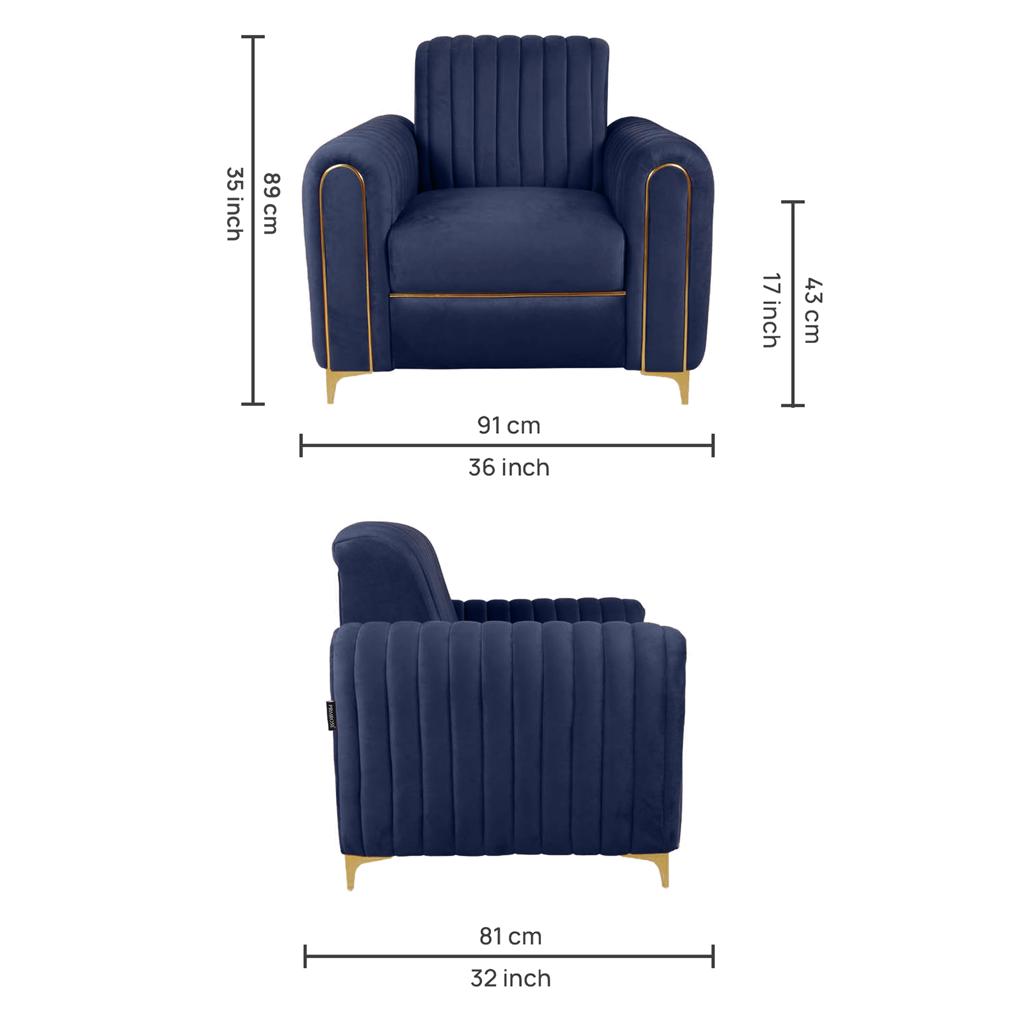 Primrose Austin Single Seater Sofa - Blue view 4