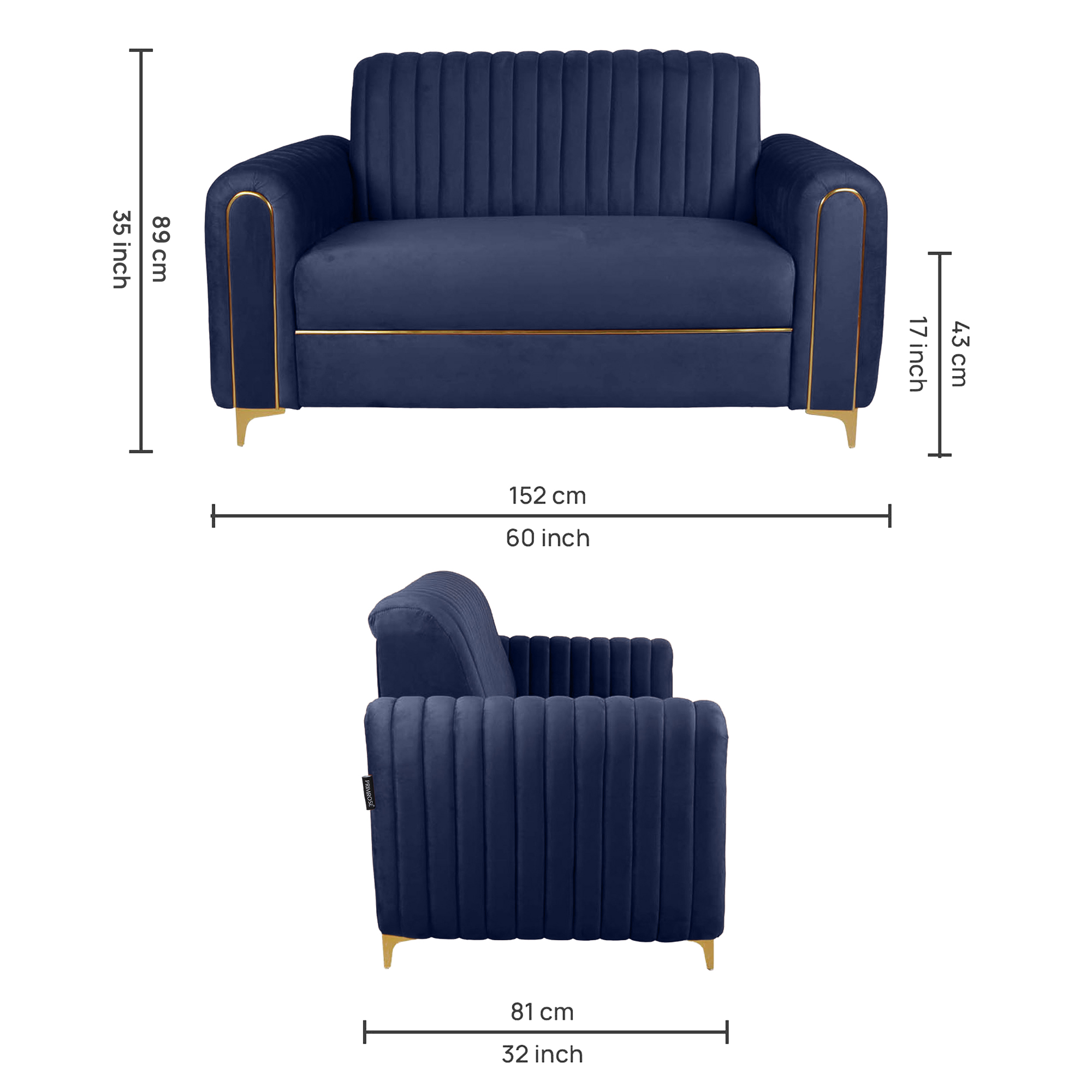 Primrose Austin 2 Seater Sofa - Blue view 4