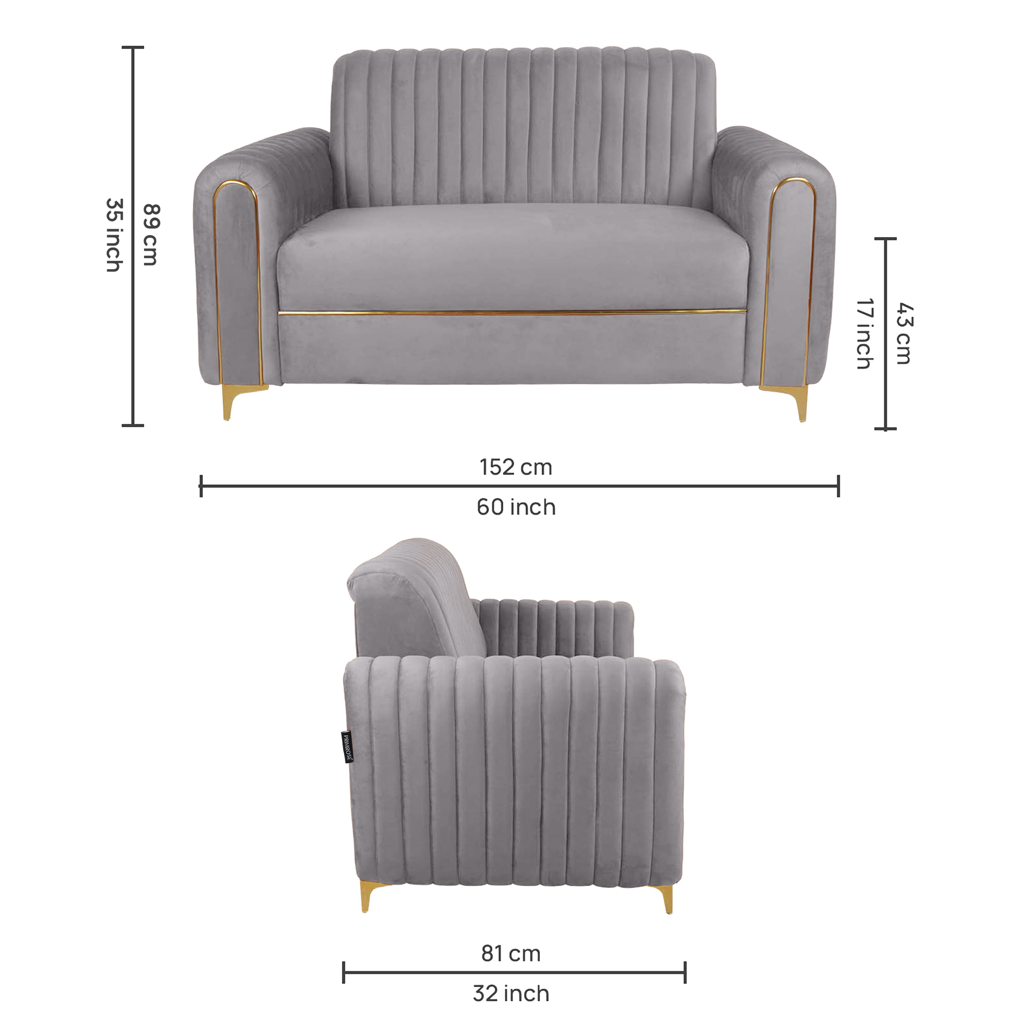 Primrose Austin 2 Seater Sofa - Grey view 4