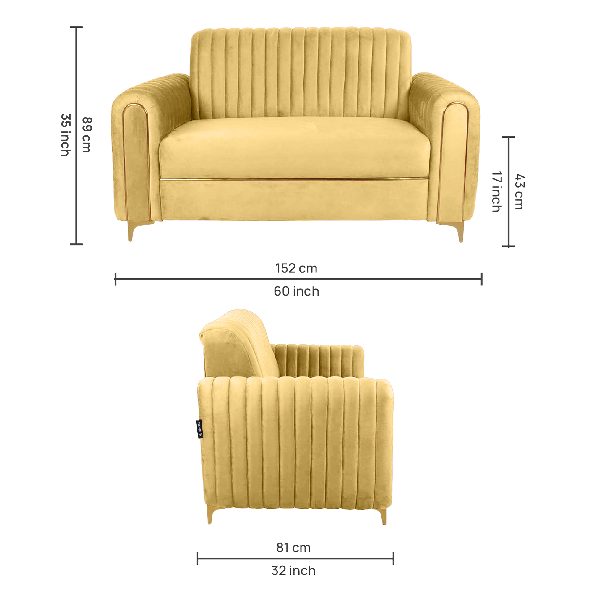Primrose Austin 2 Seater Sofa - Yellow view 4