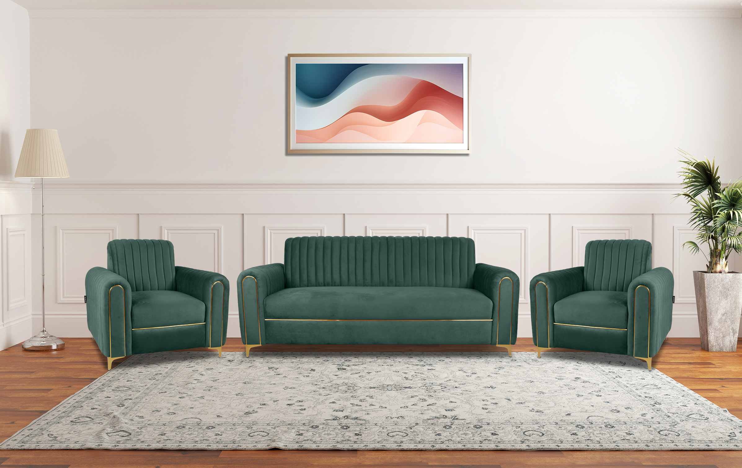 Primrose Austin 3+1+1 Seater Sofa Set - Green