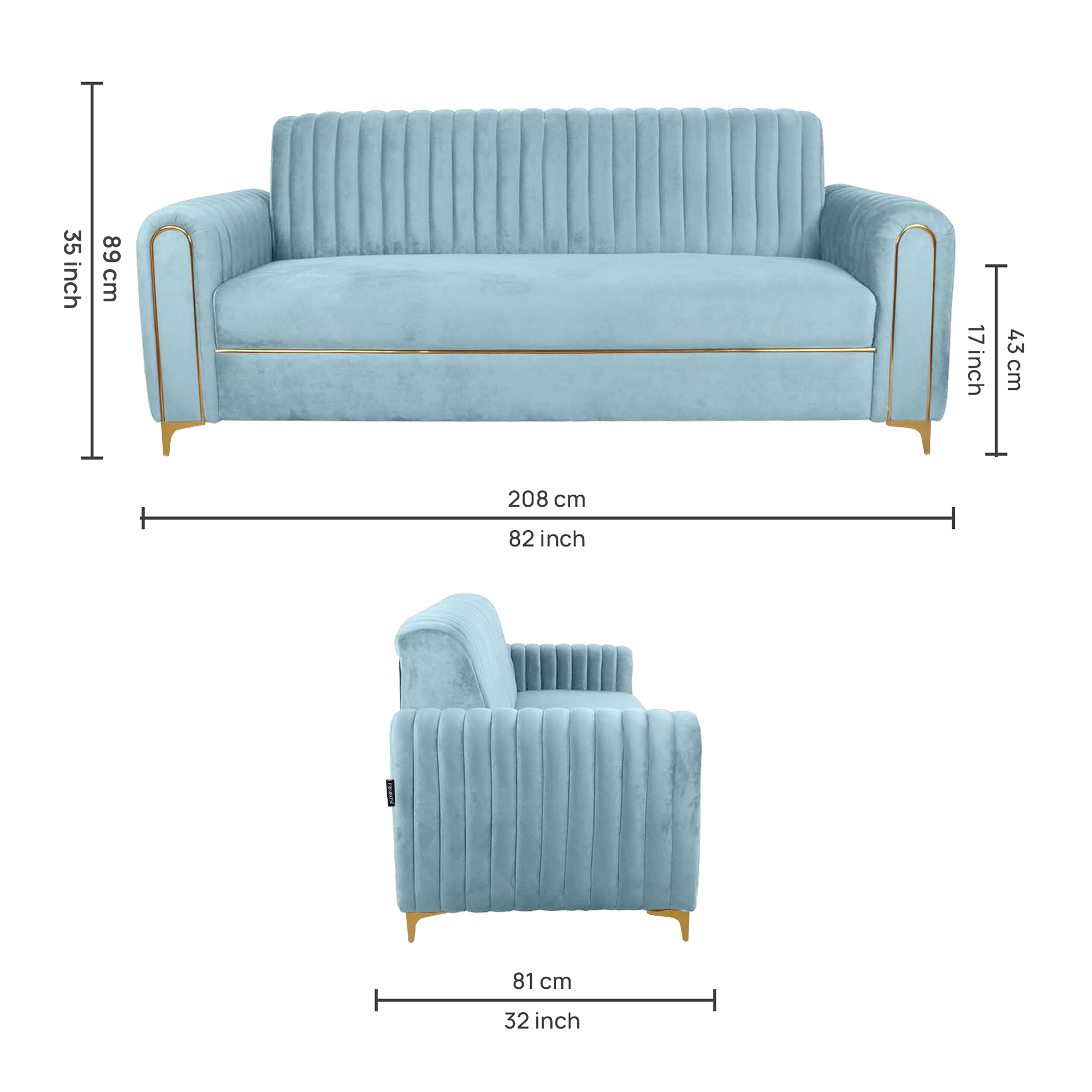 Primrose Austin 3 Seater Sofa - Teal view 4