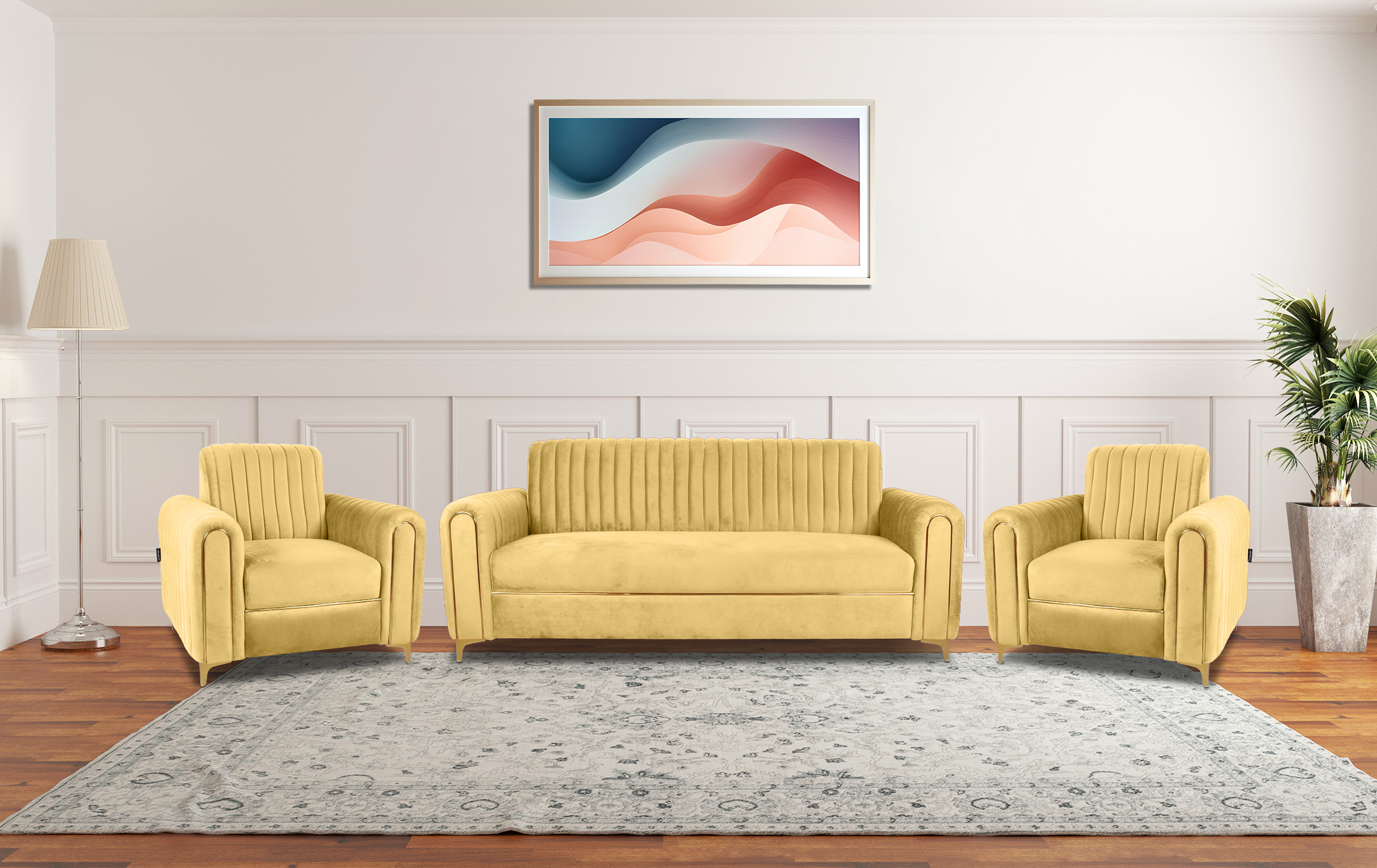 Primrose Austin 3+1+1 Seater Sofa Set - Yellow