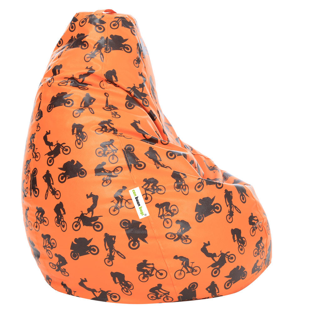 Orka Digital Printed XXXL Bean Bag Cover Without Beans (Bikes, Orange, Black) view 3