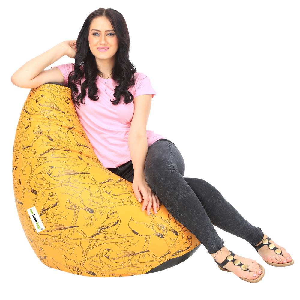 Orka Digital Printed XXXL Bean Bag Cover Without Beans (Birds, Yellow) view 4