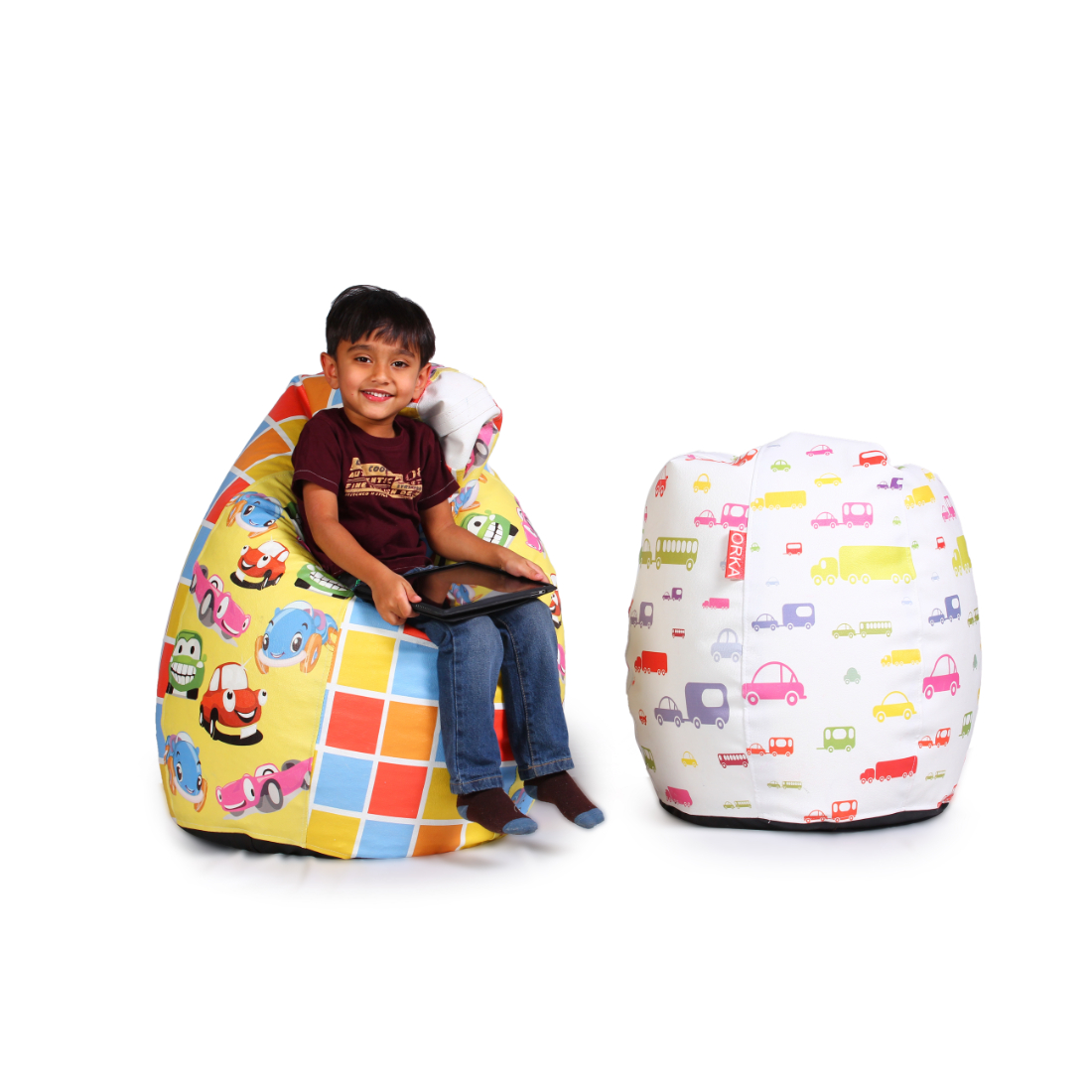Orka Kids Digital Printed Filled Bean Bag for Kids (Pack of 2, Multicolor)