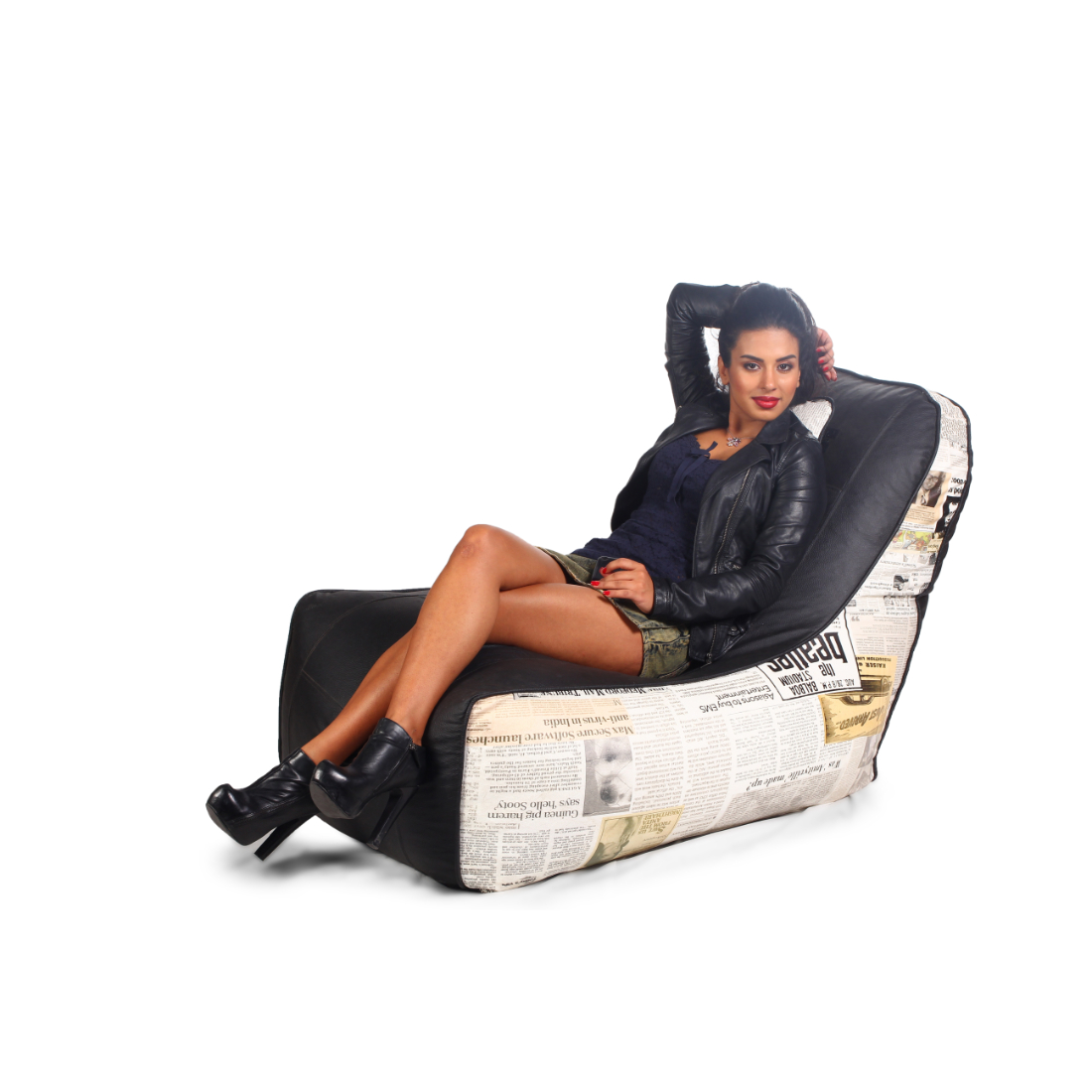 Orka Digital Printed Video Rocker With Headrst Filled With Beans - (Newspaper)