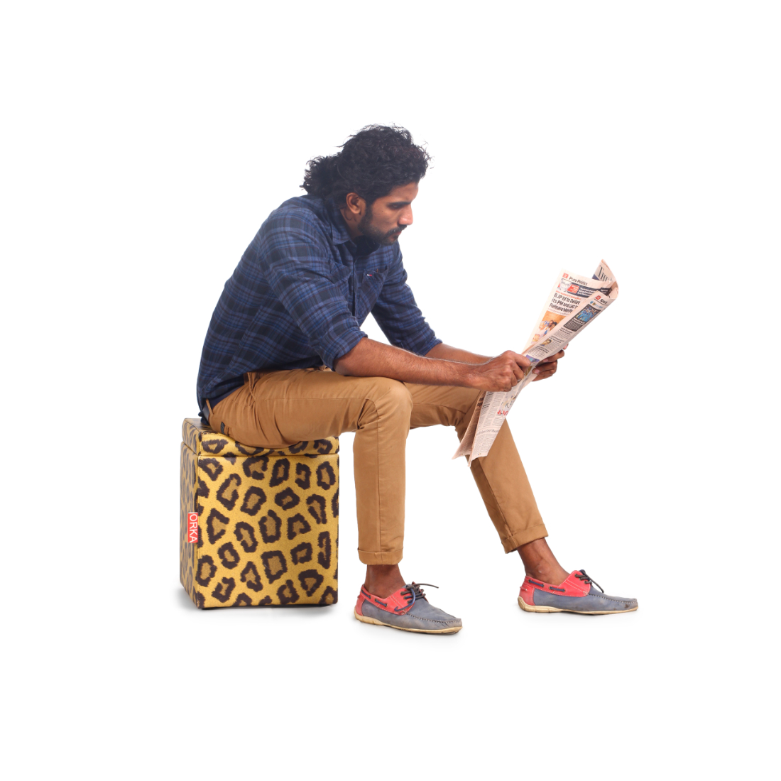 Primrose Digital Printed Storage Ottoman - Paper Animals