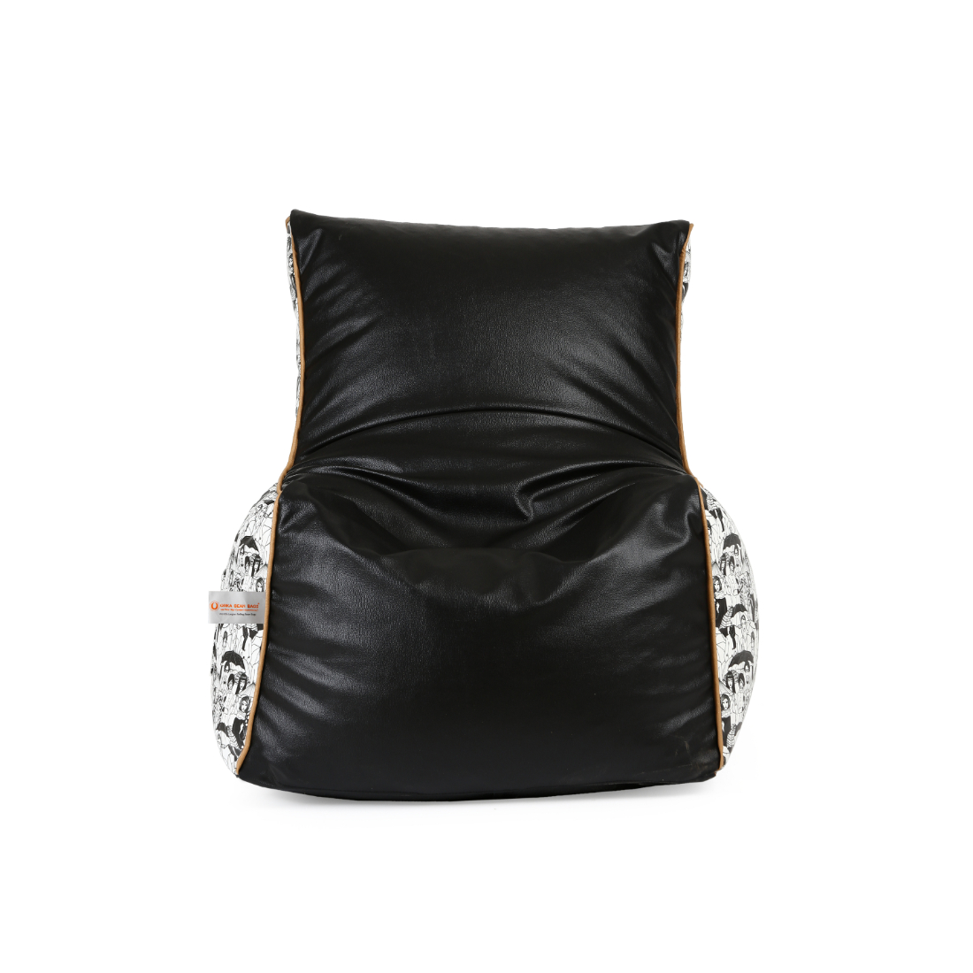 Orka Digital Printed Arm Chair Bean Bag Filled With Beans - Black,White