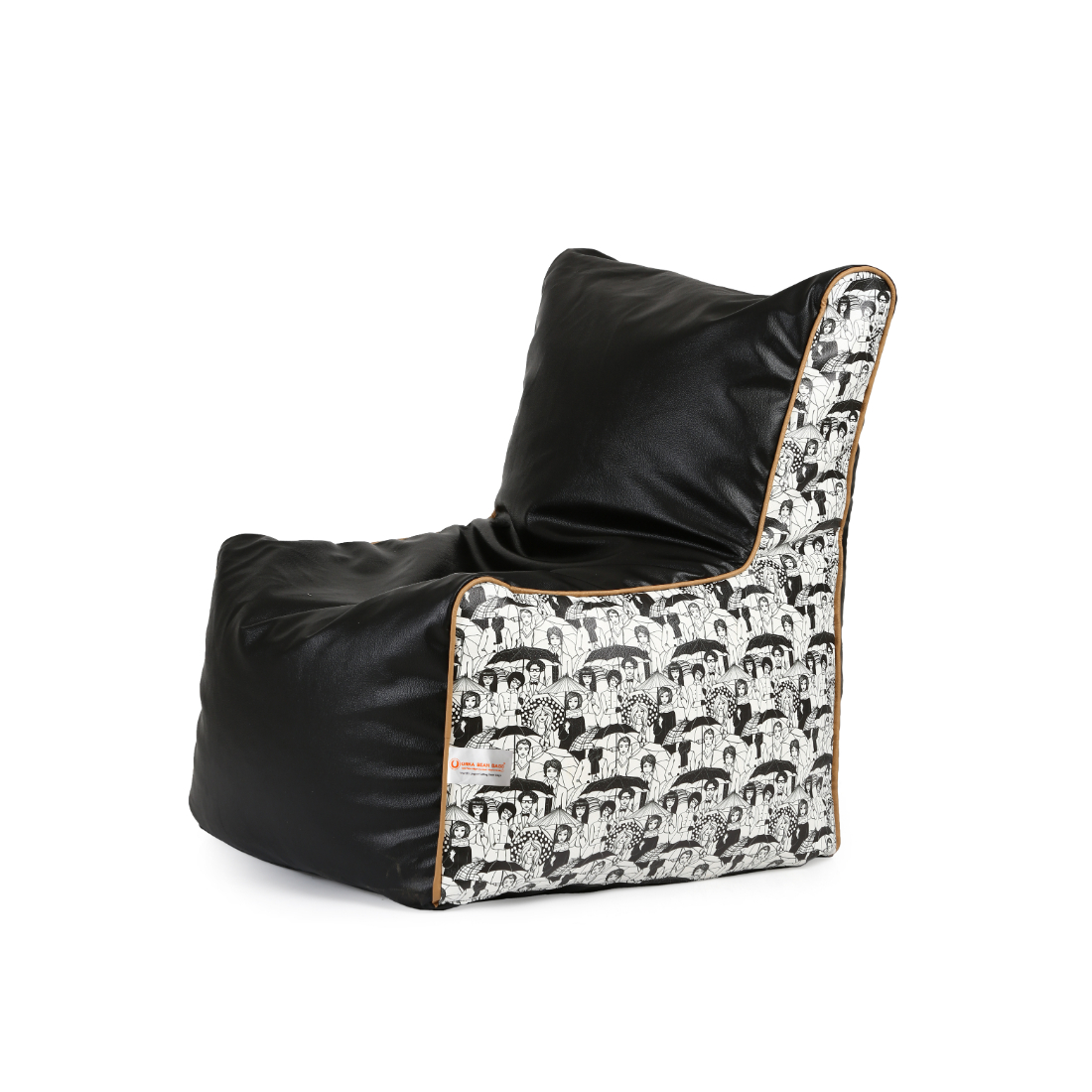 Orka Digital Printed Arm Chair Bean Bag Filled With Beans - Black,White view 3
