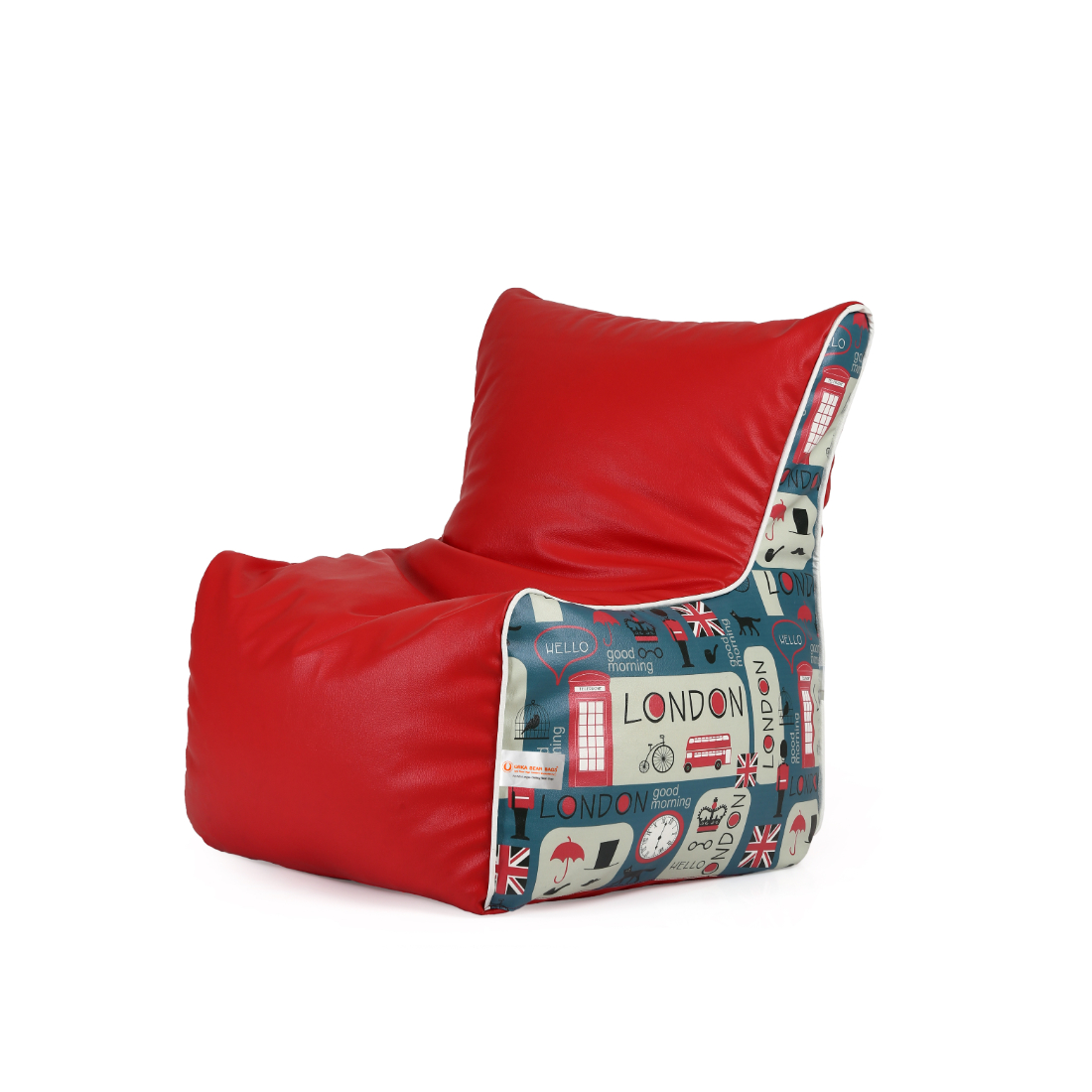 Orka  Digital Printed Arm Chair Bean Bag Filled With Beans - London, Red