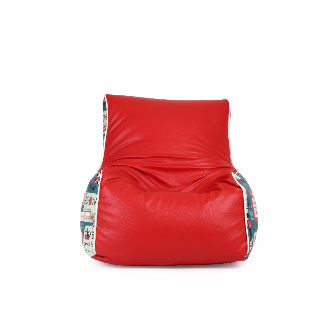 Orka  Digital Printed Arm Chair Bean Bag Filled With Beans - London, Red view 3