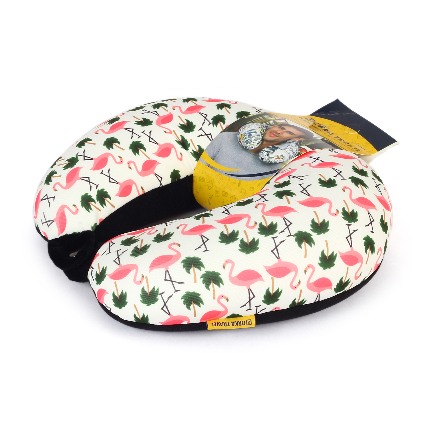 Orka Digital Printed Spandex Stretchable Fabric Microbeads U Neck Pillow (D11, Pack of 1) view 2
