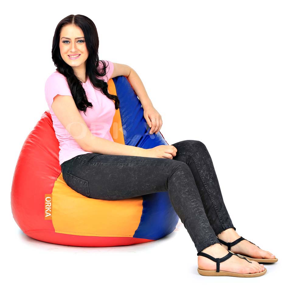Orka Classic Jumbo Orange, Blue Color Filled Bean Bag With Beans view 2