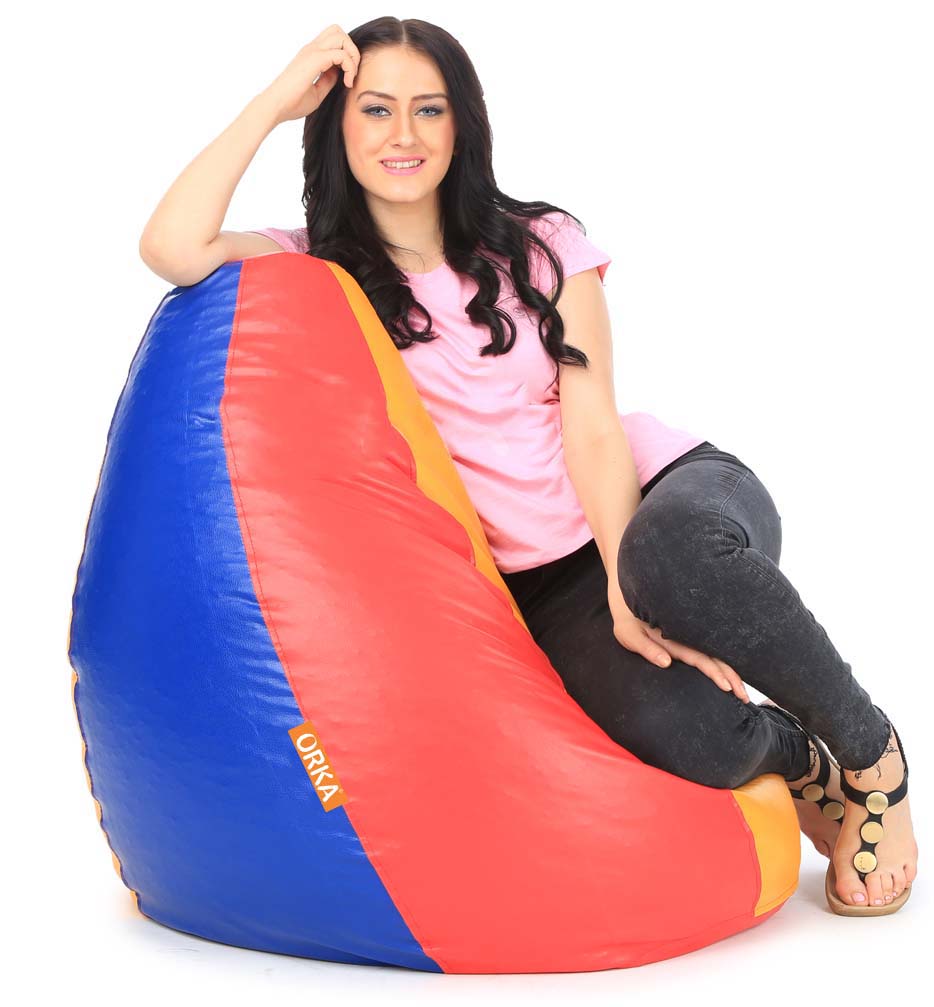 Orka Classic Jumbo Orange, Blue Color Filled Bean Bag With Beans view 3