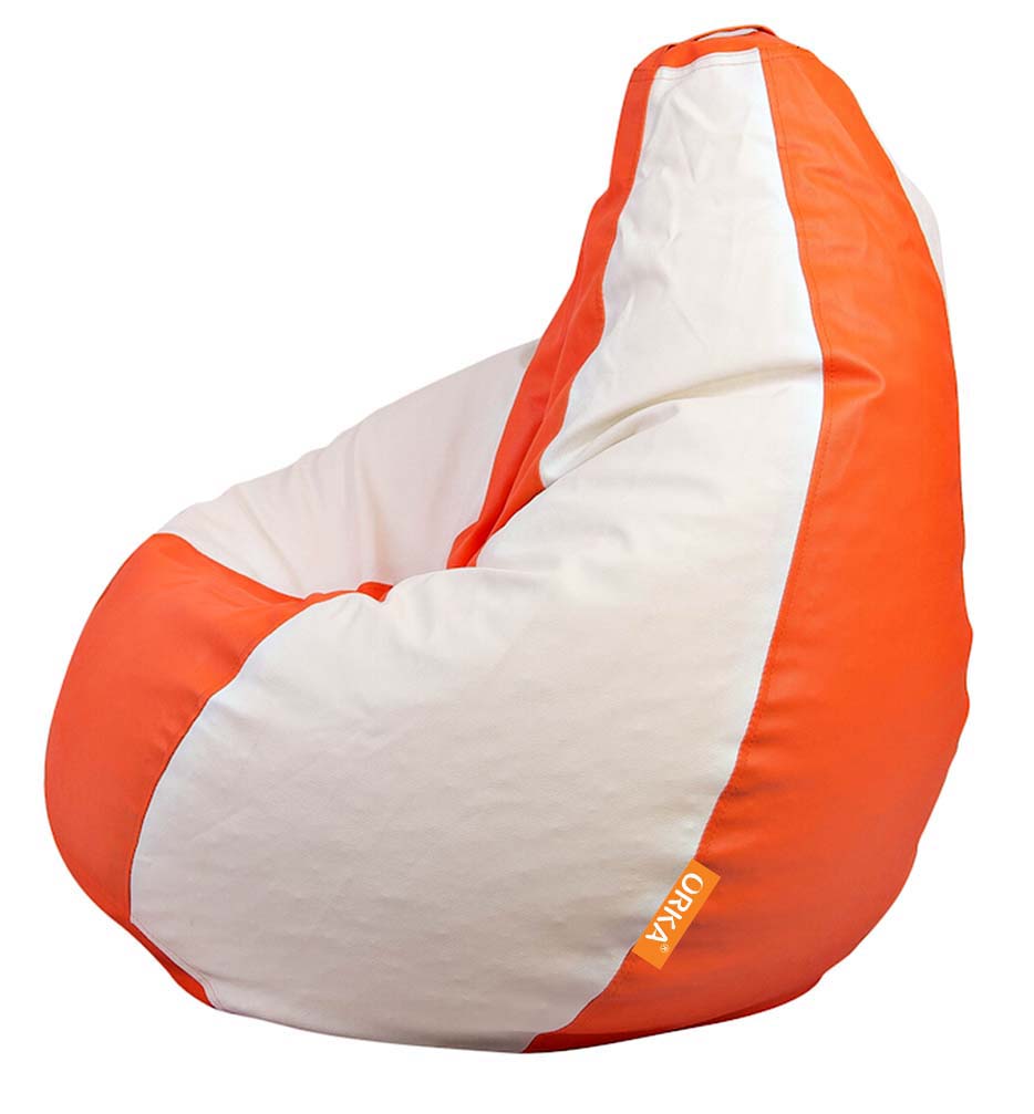 Orka Classic Monster Orange, White Color Filled Bean Bag With Beans