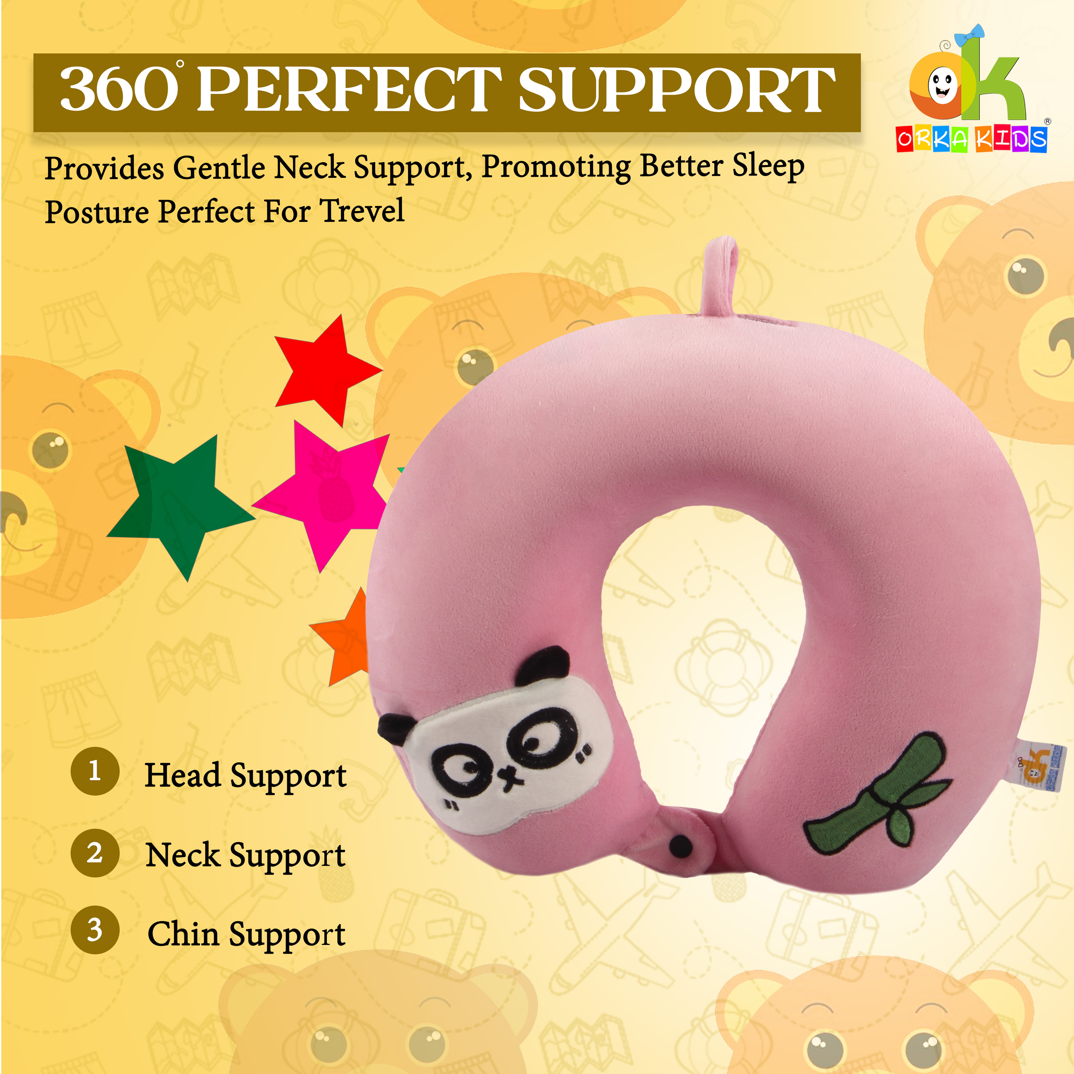 Orka Kids Embroidery Memory Foam Neck Pillow (D5) view 2