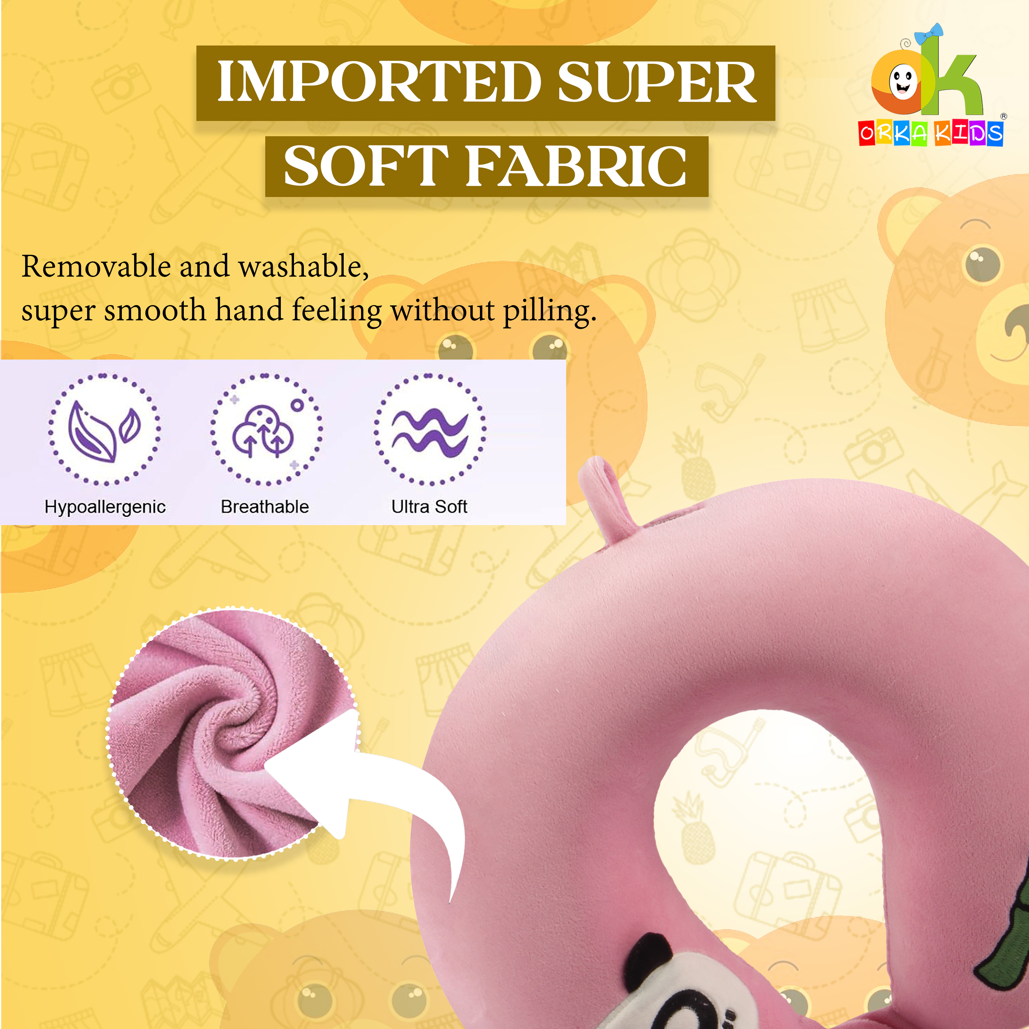 Orka Kids Embroidery Memory Foam Neck Pillow (D5) view 3