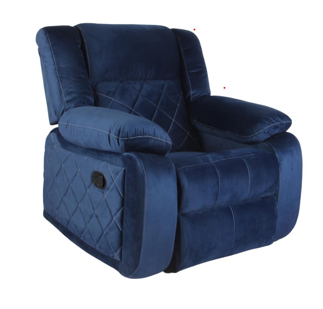 Primrose Christie Velvet Fabric Single Seater Living Room Recliner - Blue