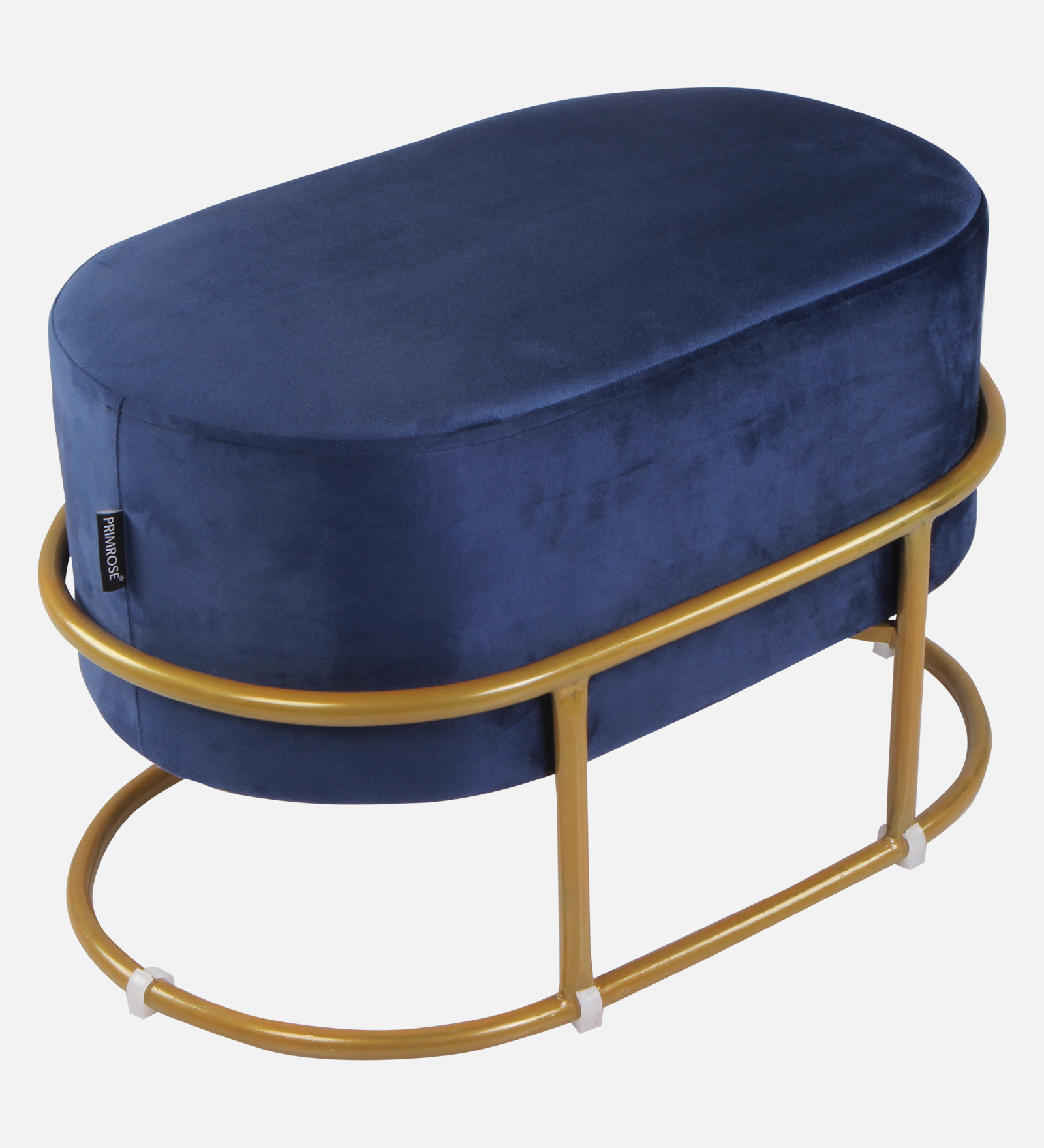 Primrose Velvet Upholstered Ottoman with Gold Plating Base Foot Vanity Makeup Stool, Side Stool for Bedroom Living Room (Craig) view 4