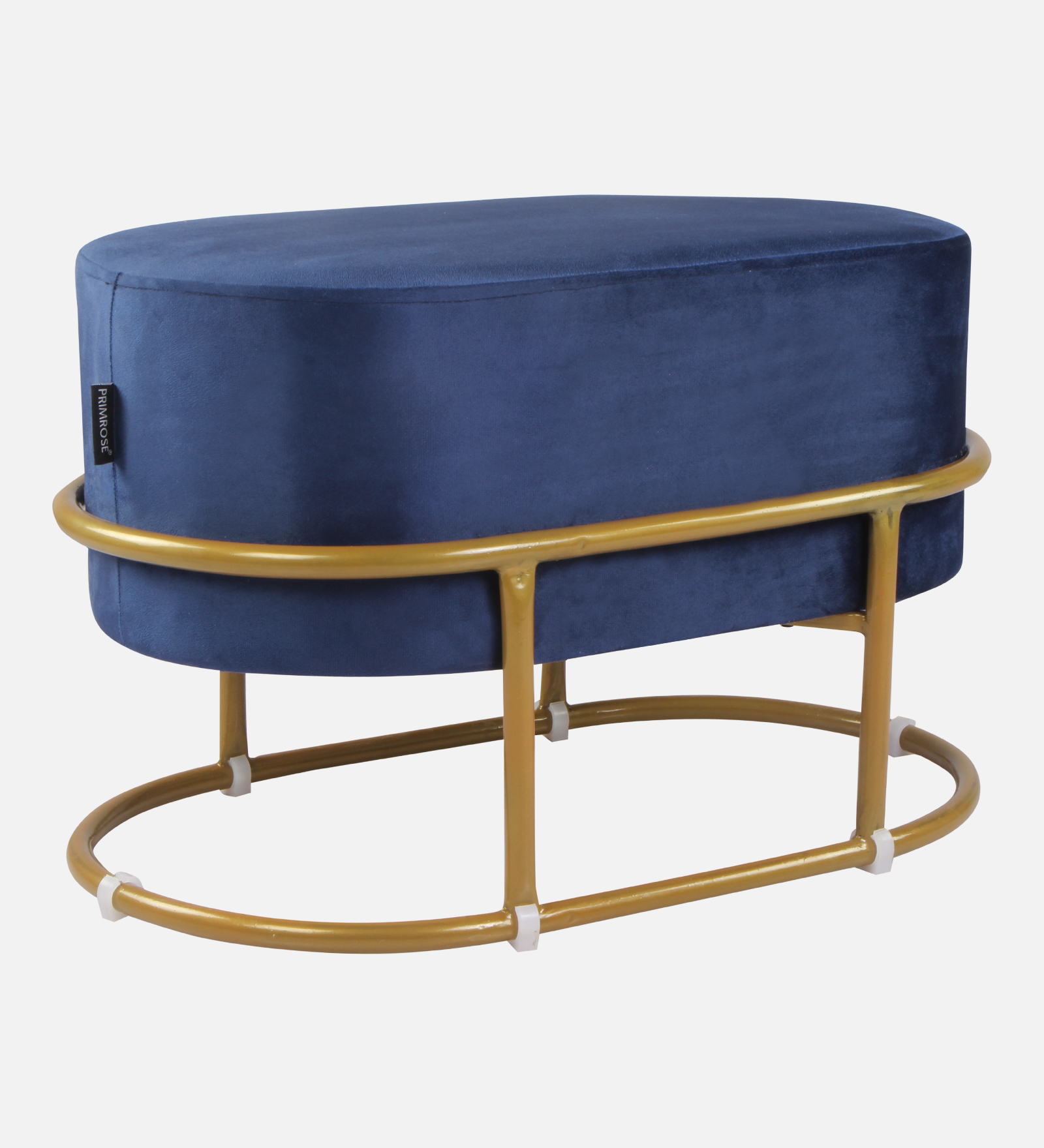 Primrose Velvet Upholstered Ottoman with Gold Plating Base Foot Vanity Makeup Stool, Side Stool for Bedroom Living Room (Craig) view 7