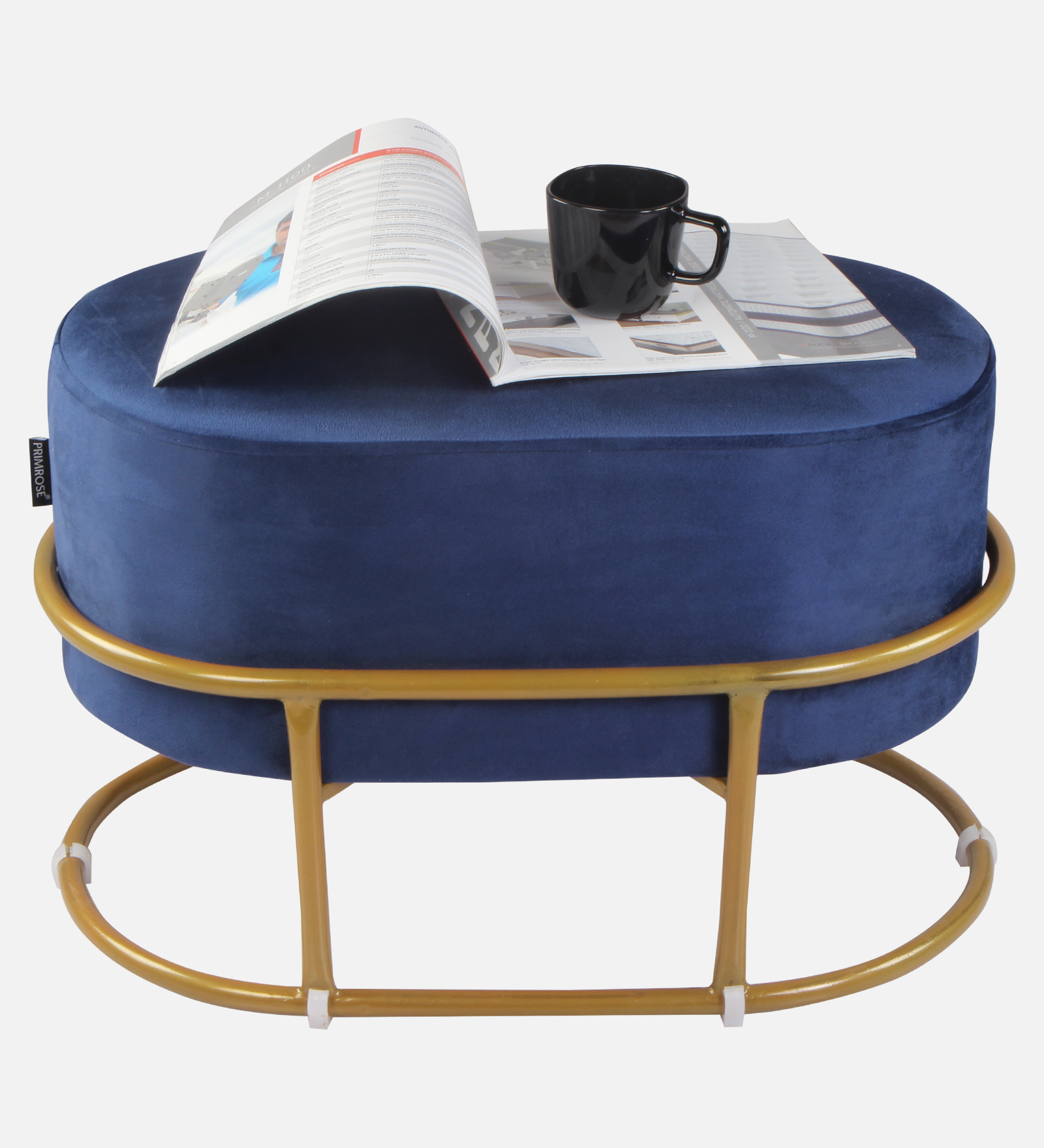 Primrose Velvet Upholstered Ottoman with Gold Plating Base Foot Vanity Makeup Stool, Side Stool for Bedroom Living Room (Craig) view 8