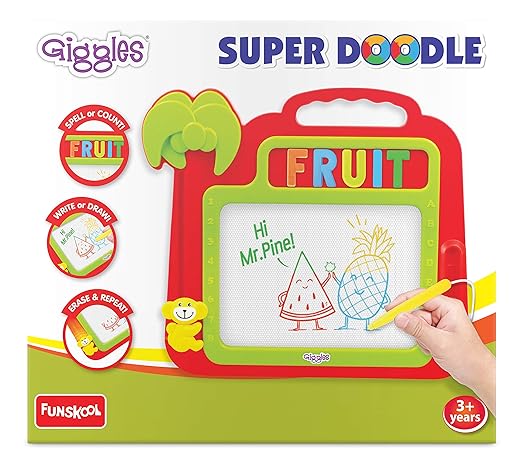 Funskool Giggles, Super Doodle, Multicolour Erasable Magic Slate, Easy to Write, Read and Draw