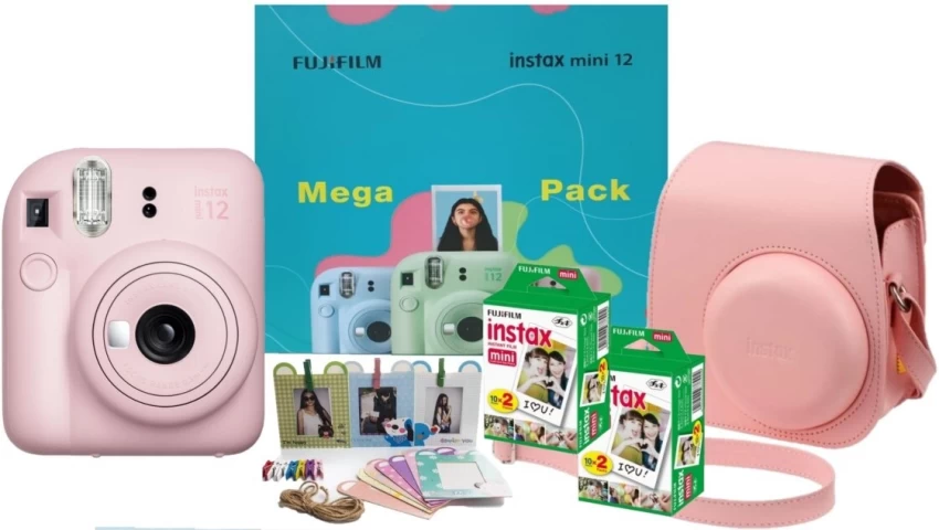 Fujifilm Instax Mini 12 Mega Pack with 40 Shots Instant Camera  (Pink)