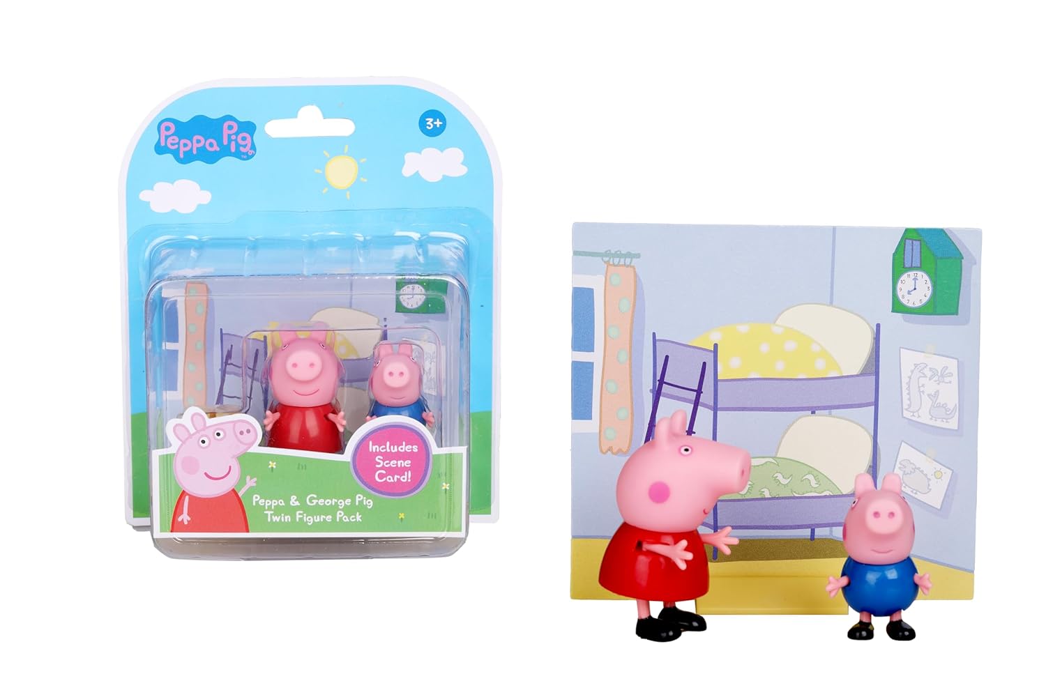 PEPPA PIG and George Twin Figure Fun Pack with Two Poseable Figures and a Scene Card
