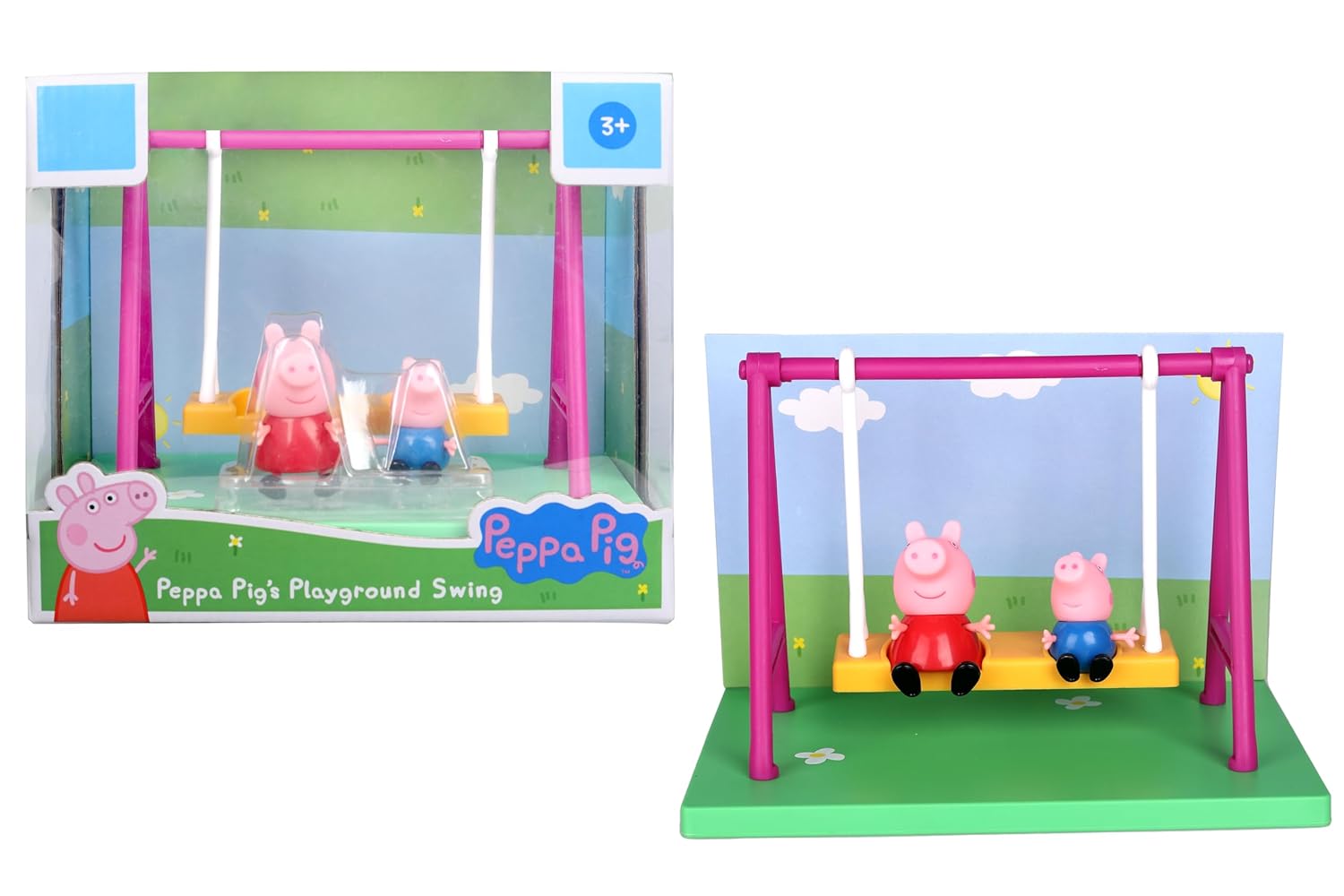 PEPPA PIG Playground Swing Themed Preschool Toy and George, Includes 2 poseable Figures
