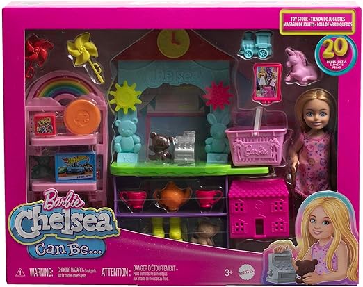 Barbie Chelsea Can Be… Toy Store Playset with Small Blonde Doll, Counter & Display Furniture & 15 Accessories, Like Mini Toys
