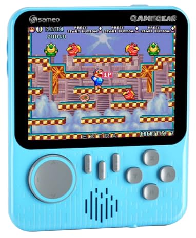 Sameo GameGear Handheld Video Game Console, Retro Mini Game with 666 Classic Retro Game TV Compatible for Kids, Rechargeable 8 Bit Classic (Aqua blue)